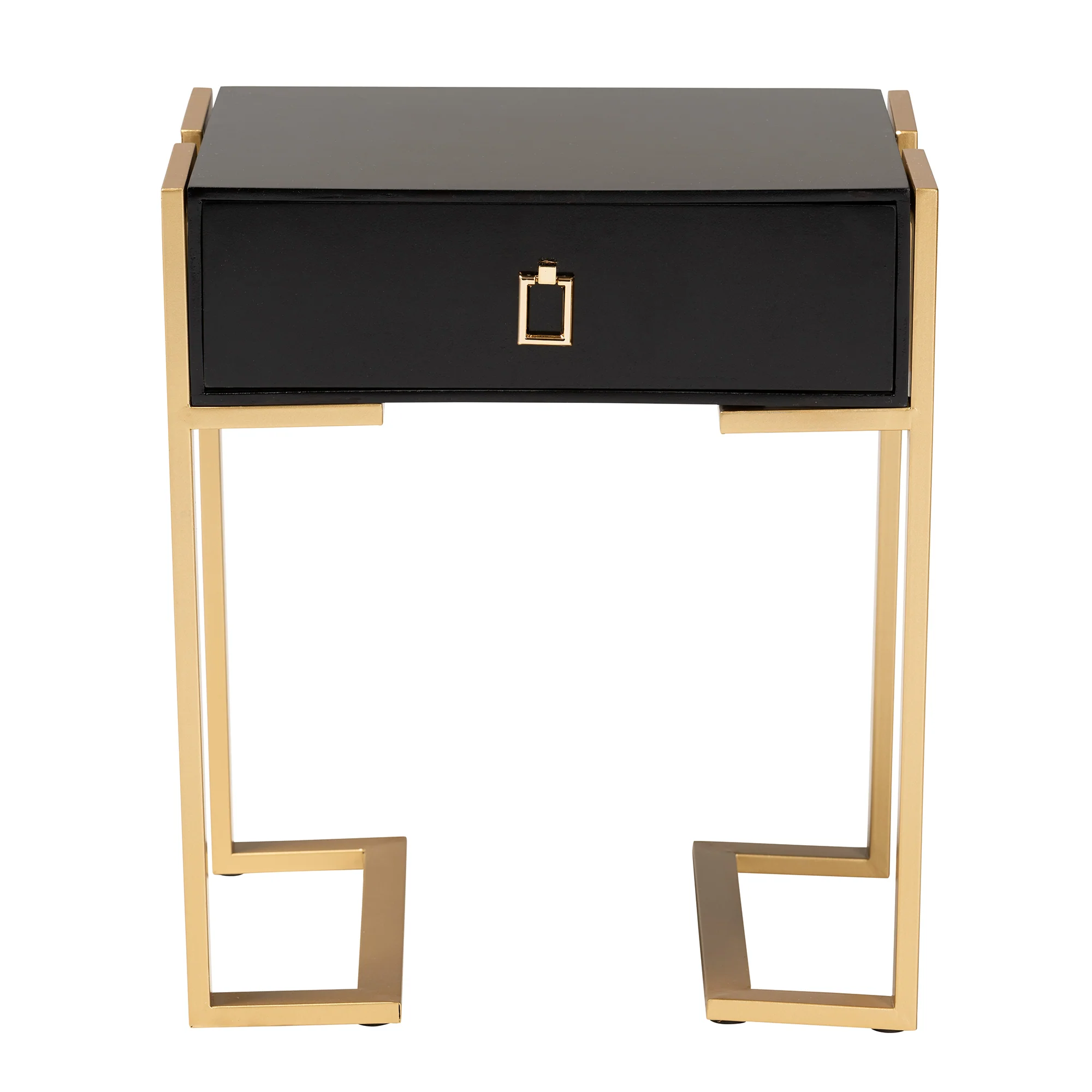 Baxton Studio Luna Contemporary Glam and Luxe Black Finished Wood and Gold Metal End Table - Image 4
