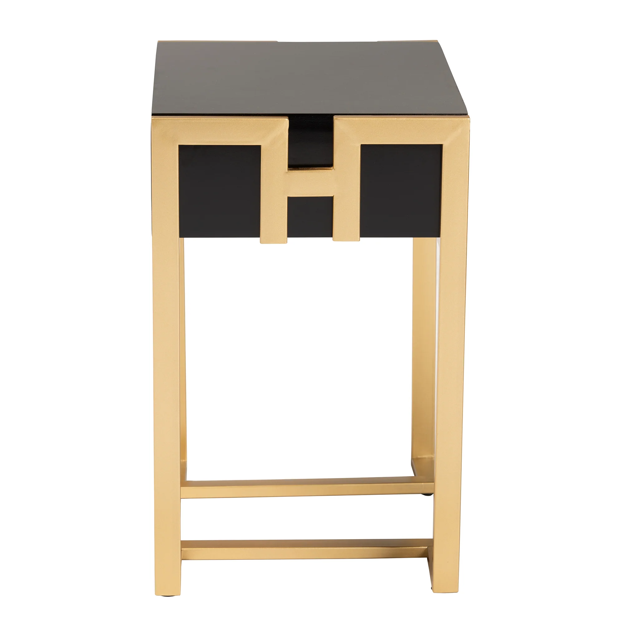 Baxton Studio Luna Contemporary Glam and Luxe Black Finished Wood and Gold Metal End Table - Image 5