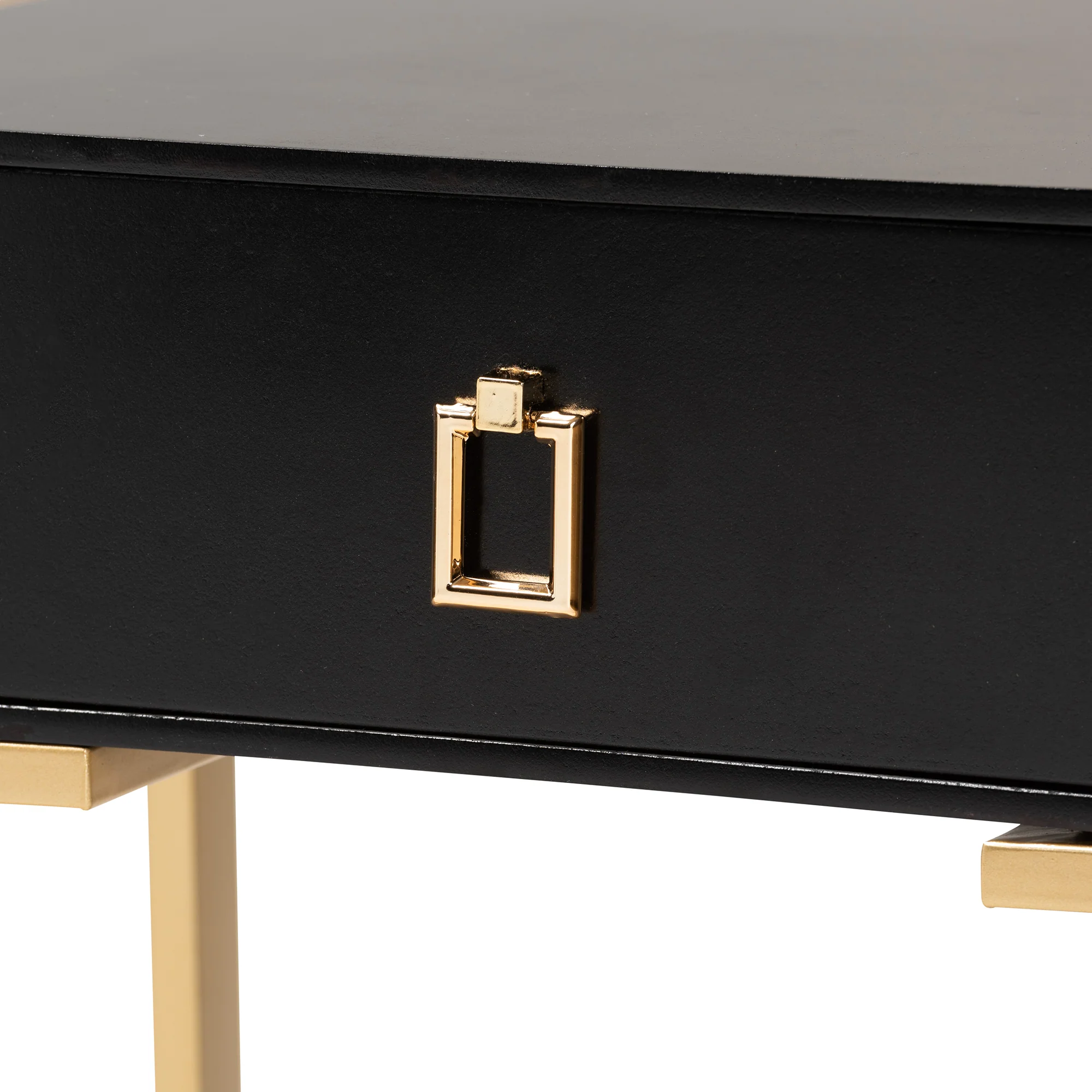 Baxton Studio Luna Contemporary Glam and Luxe Black Finished Wood and Gold Metal End Table - Image 6