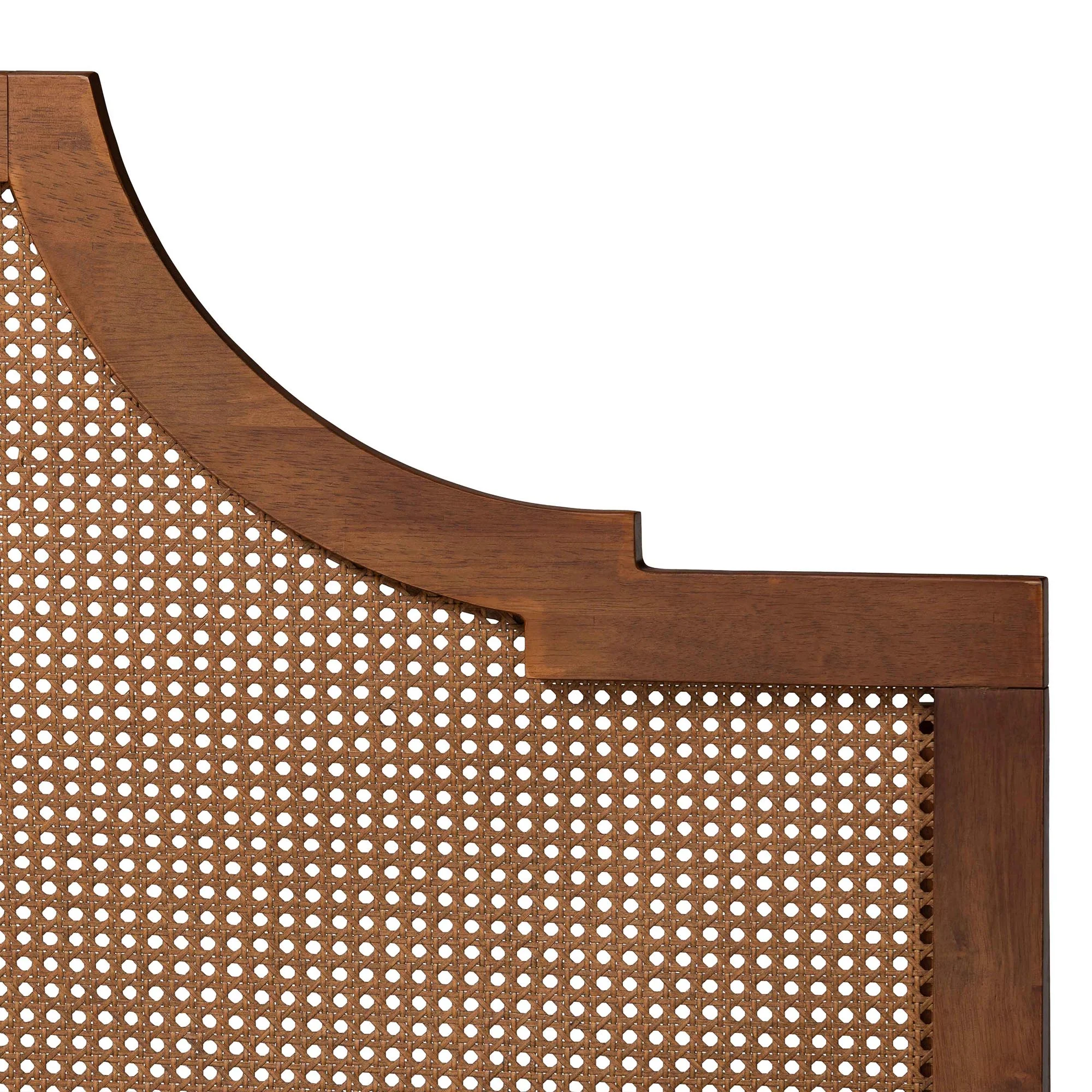 Baxton Studio Macaria Mid-Century Modern Ash Walnut Woven Rattan Queen Size Bed - Image 9