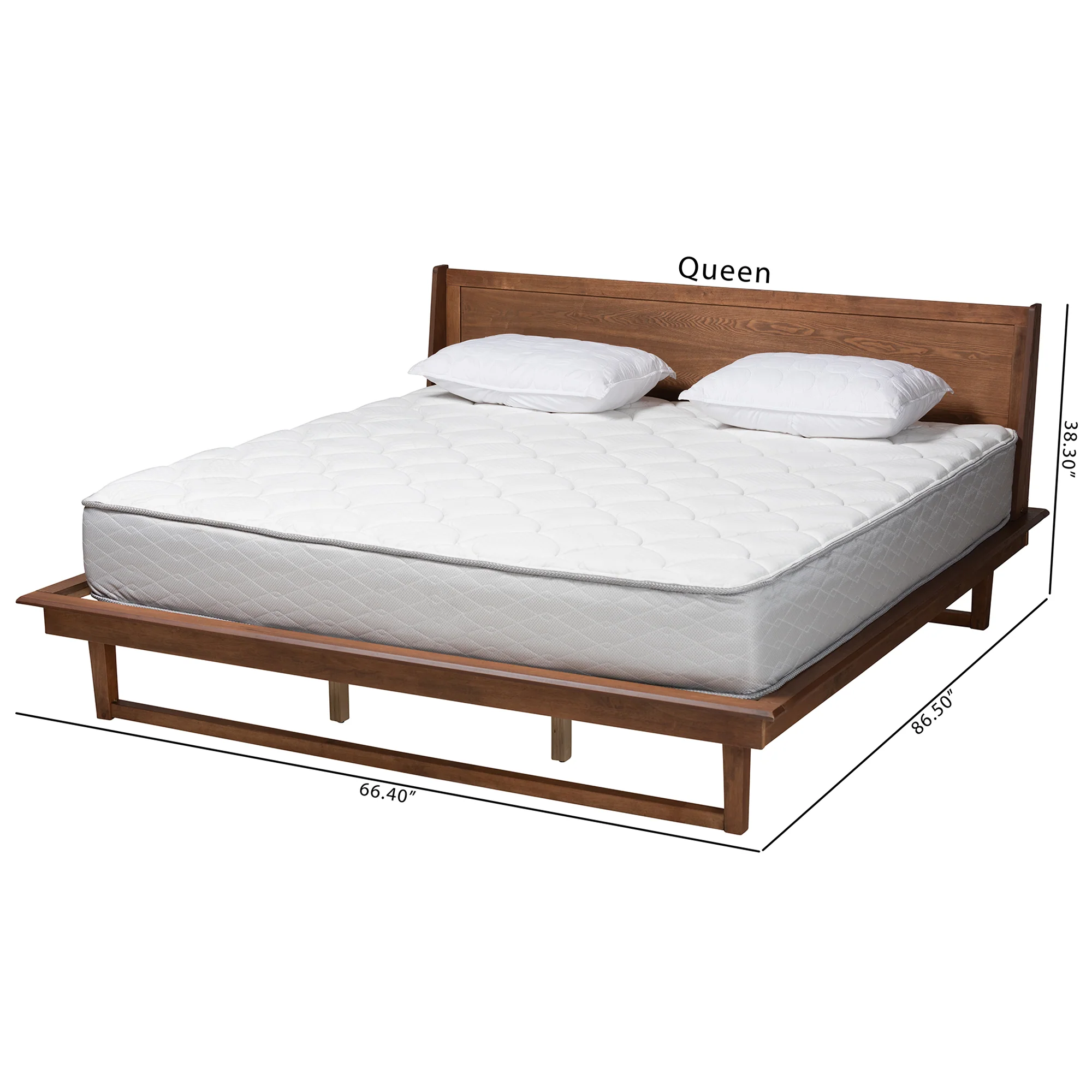 Baxton Studio Macayle Mid-Century Modern Ash Walnut Finished Wood King Size Platform Bed - Image 3