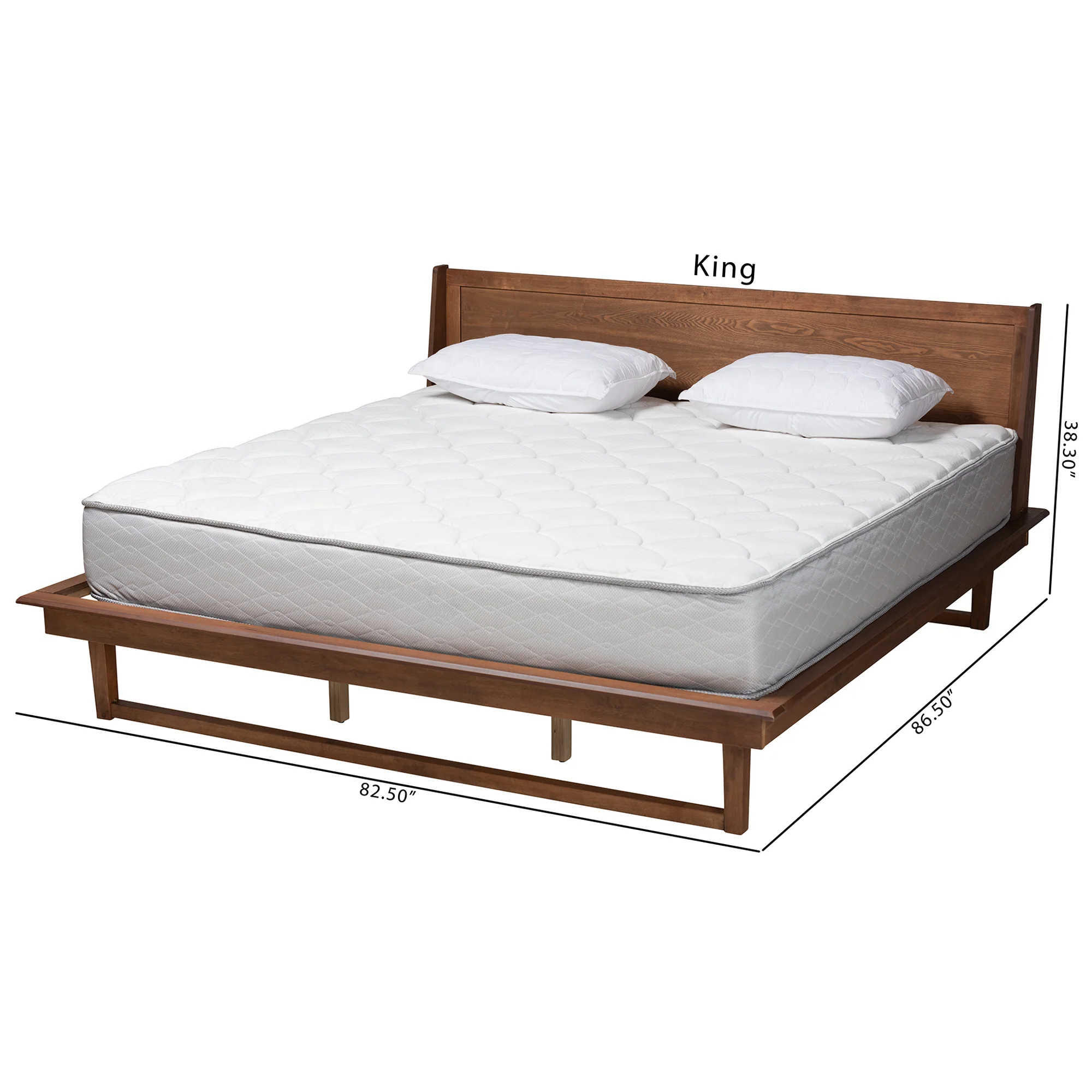 Baxton Studio Macayle Mid-Century Modern Ash Walnut Finished Wood King Size Platform Bed - Image 4