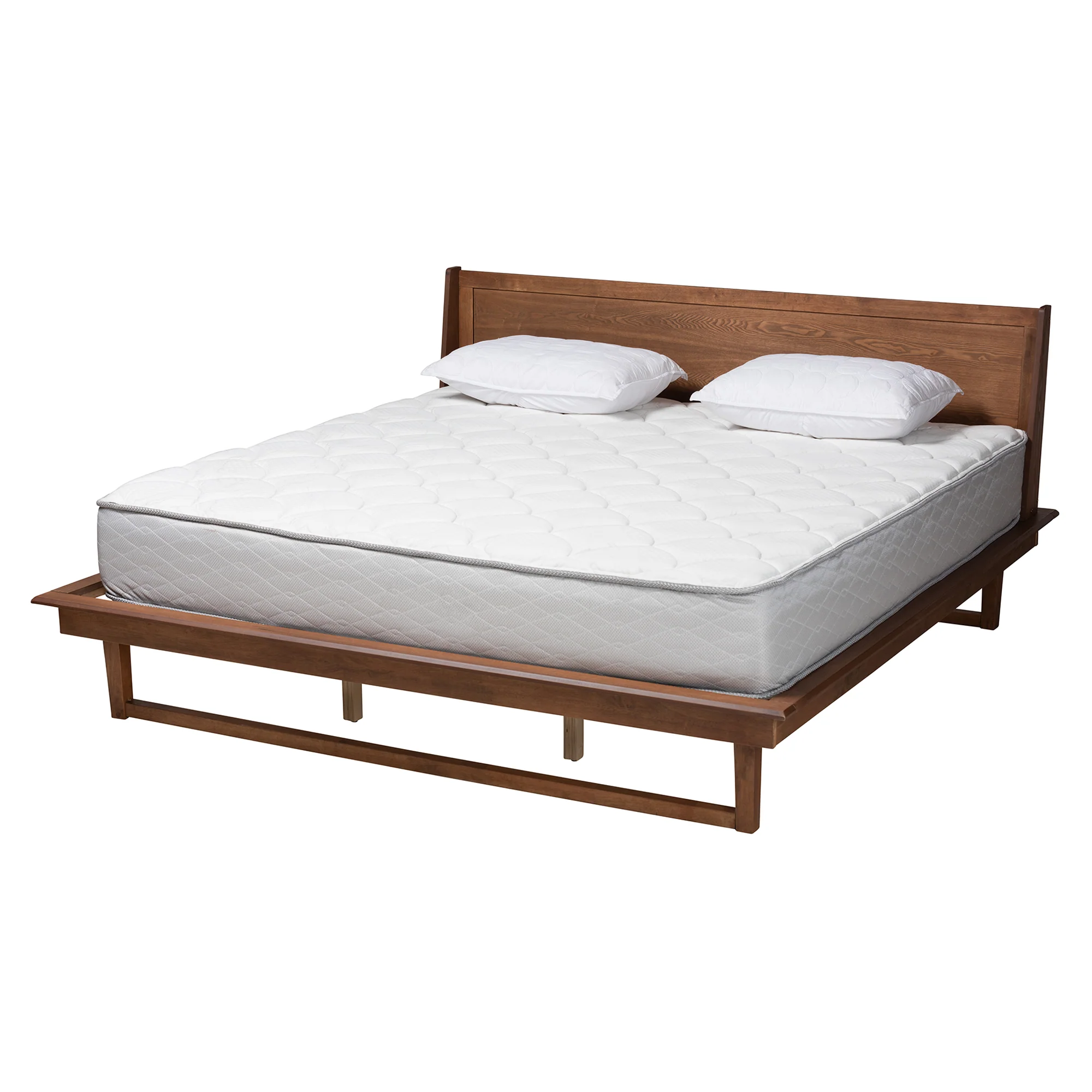 Baxton Studio Macayle Mid-Century Modern Ash Walnut Finished Wood King Size Platform Bed - Image 5
