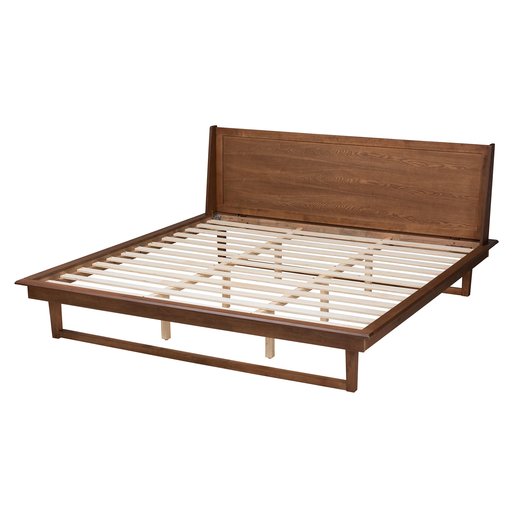 Baxton Studio Macayle Mid-Century Modern Ash Walnut Finished Wood King Size Platform Bed - Image 7