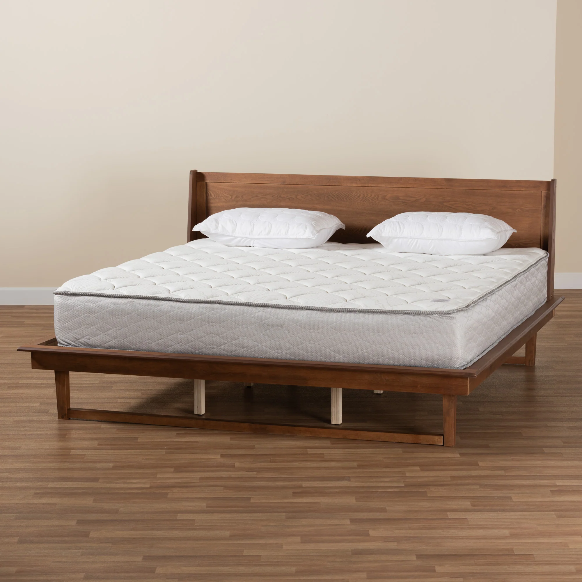 Baxton Studio Macayle Mid-Century Modern Ash Walnut Finished Wood Queen Size Platform Bed - Image 10
