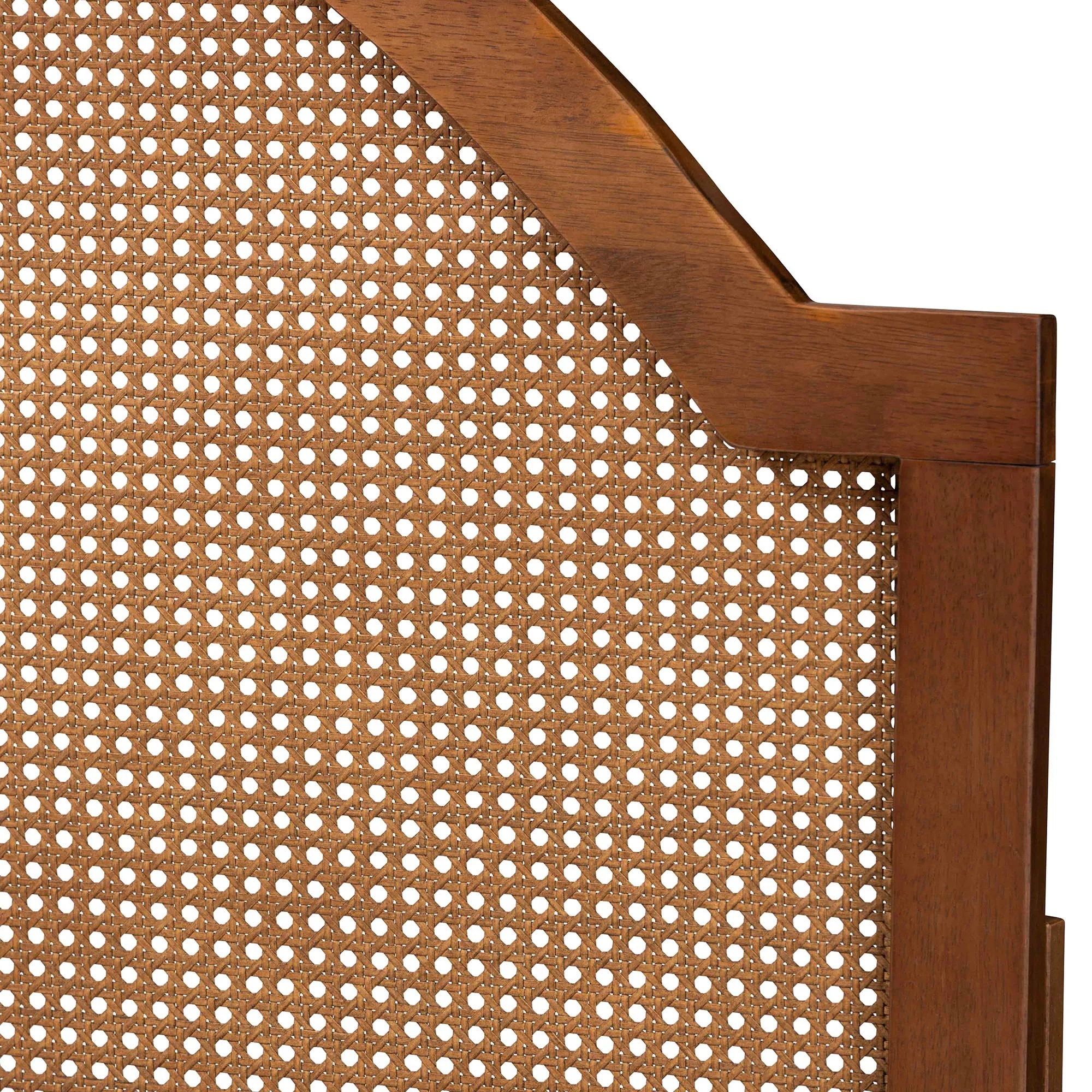 Baxton Studio Madeline Classic and Traditional Ash Walnut Finished Wood Queen Size Headboard with Rattan - Image 4