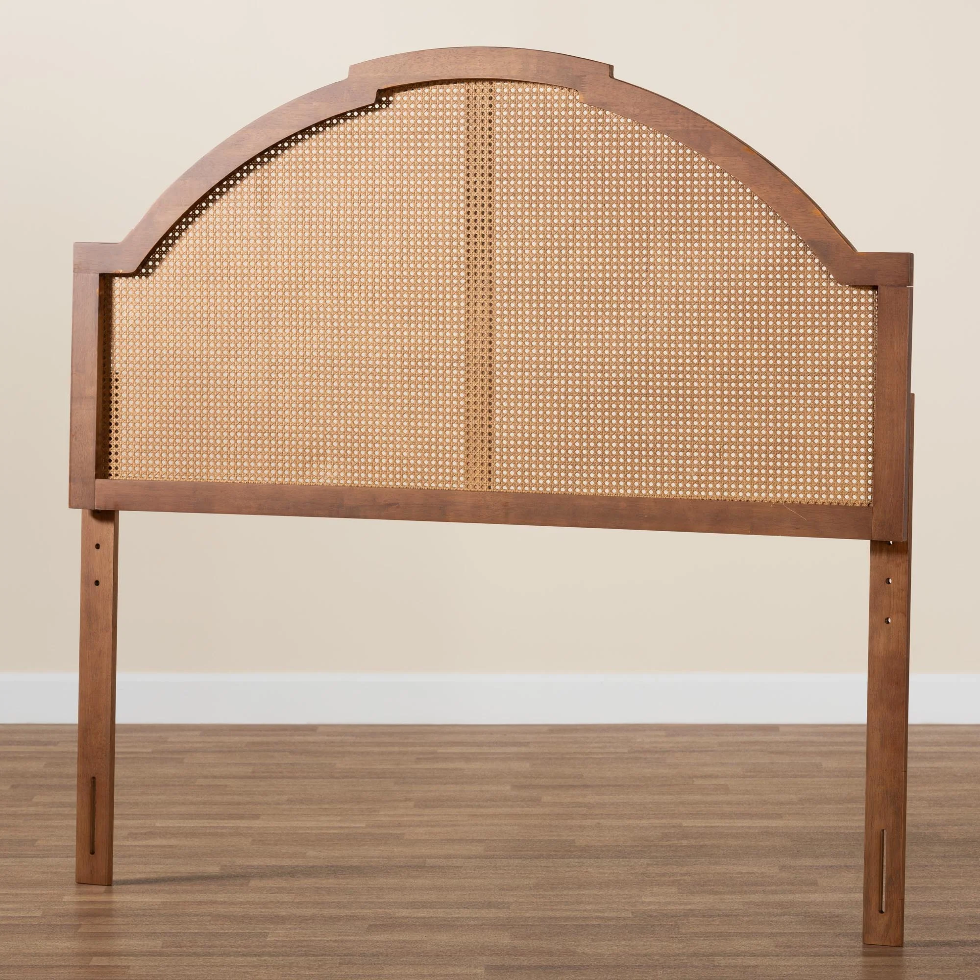 Baxton Studio Madeline Classic and Traditional Ash Walnut Finished Wood Queen Size Headboard with Rattan - Image 6