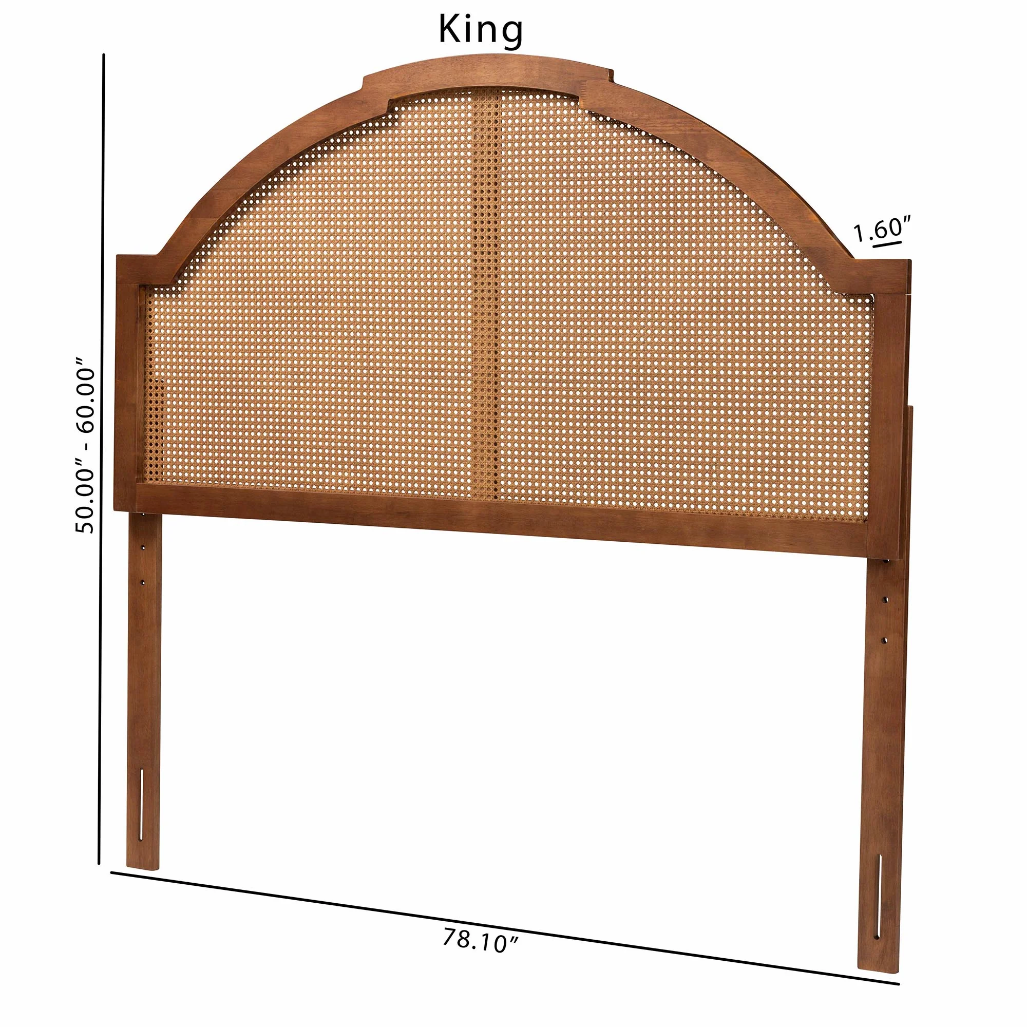 Baxton Studio Madeline Classic and Traditional Ash Walnut Finished Wood Queen Size Headboard with Rattan - Image 9