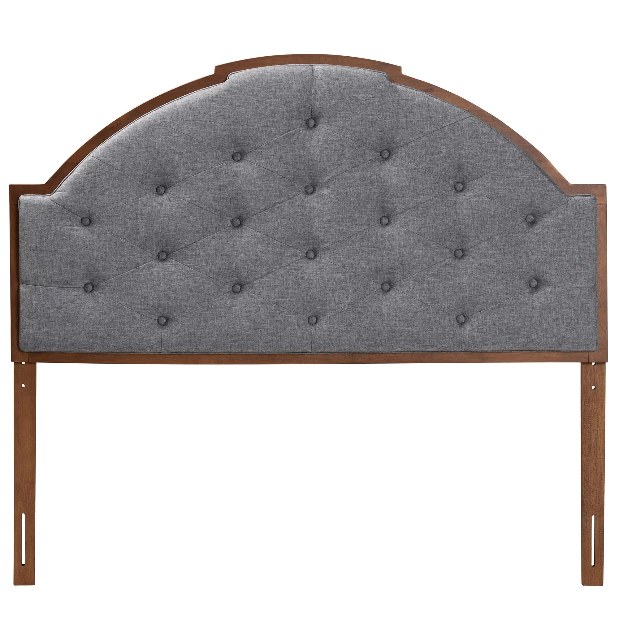 Baxton Studio Madeline Classic and Traditional Grey Fabric and Walnut Brown Finished Wood King Size Headboard - Image 3