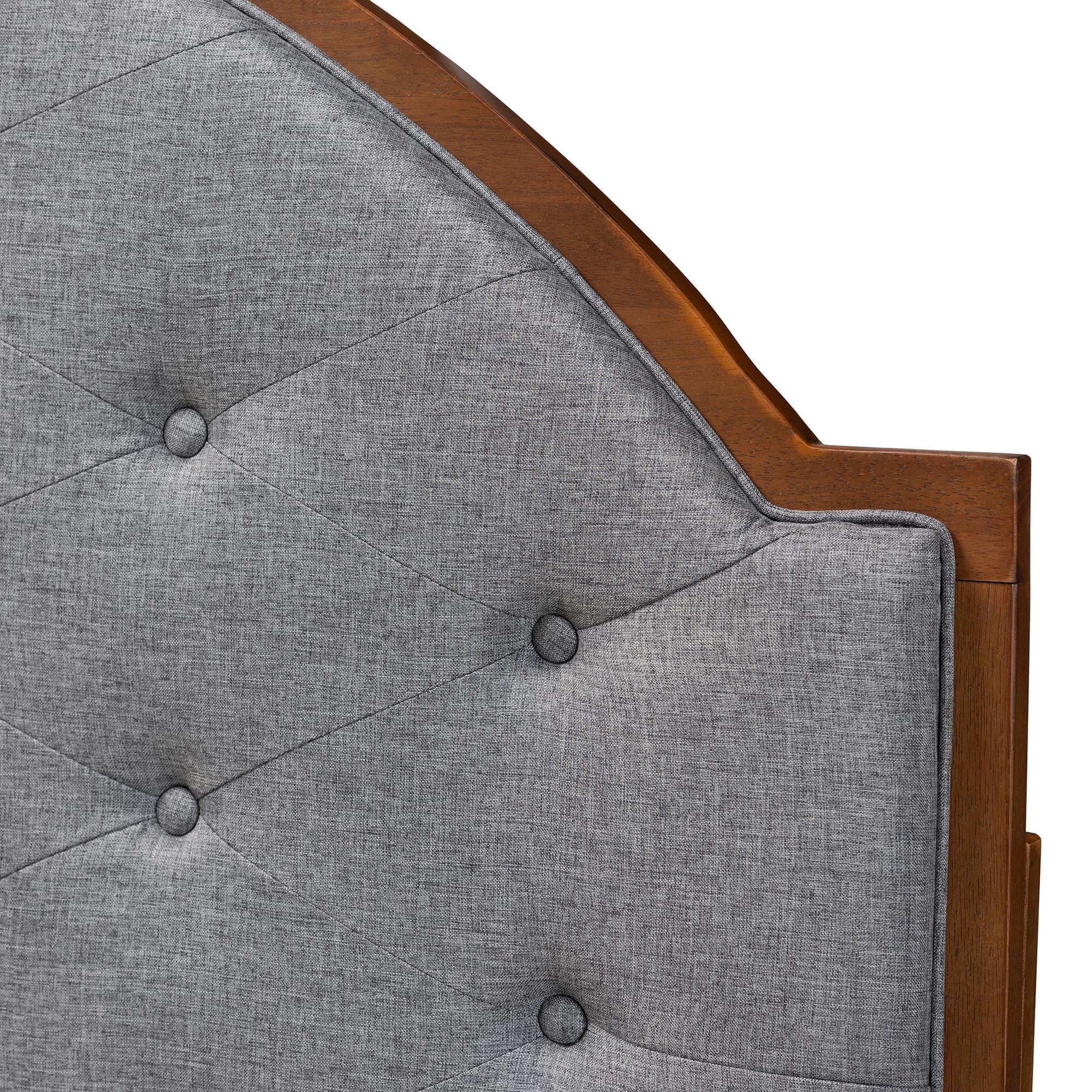 Baxton Studio Madeline Classic and Traditional Grey Fabric and Walnut Brown Finished Wood King Size Headboard - Image 4