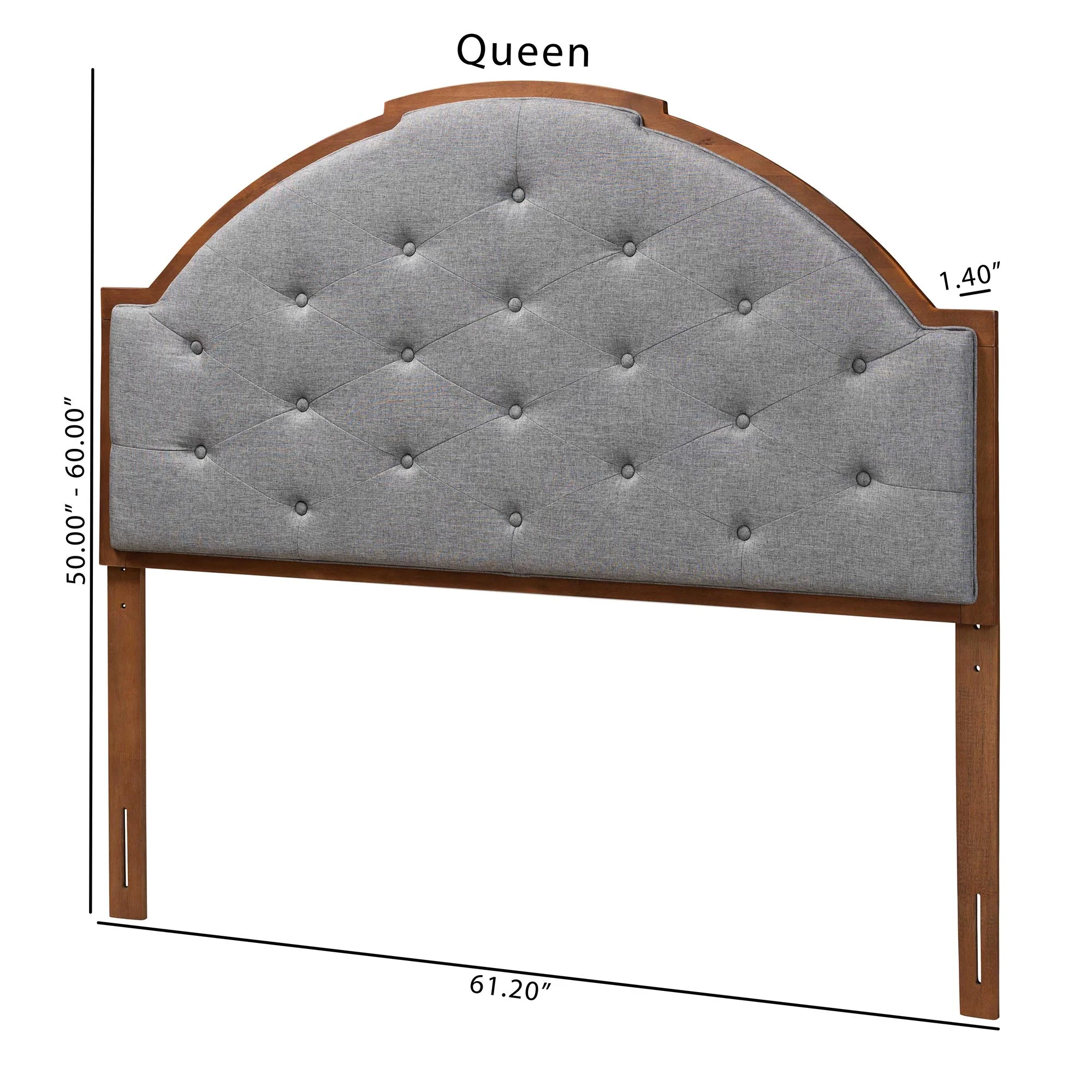 Baxton Studio Madeline Classic and Traditional Grey Fabric and Walnut Brown Finished Wood Queen Size Headboard - Image 7