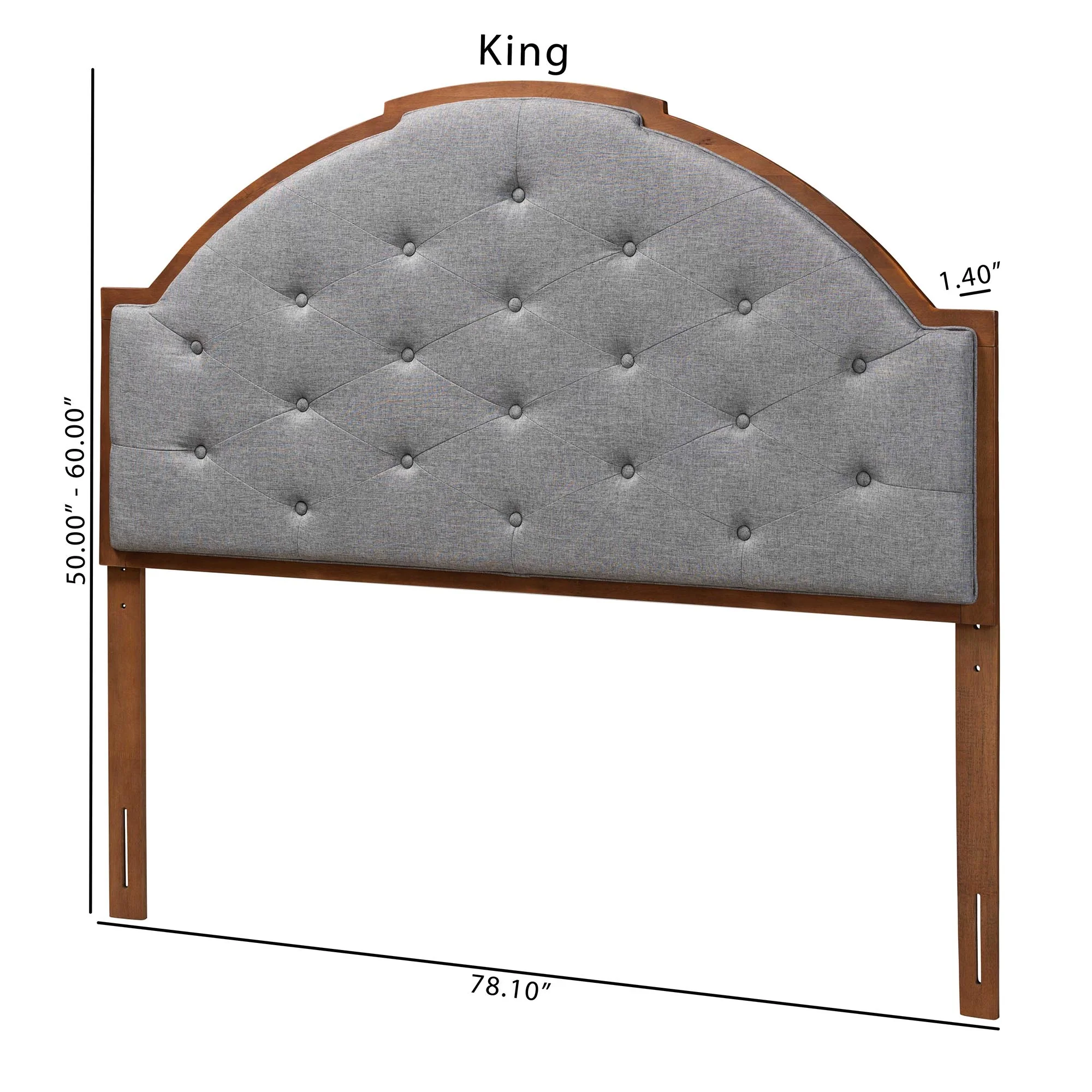 Baxton Studio Madeline Classic and Traditional Grey Fabric and Walnut Brown Finished Wood Queen Size Headboard - Image 9