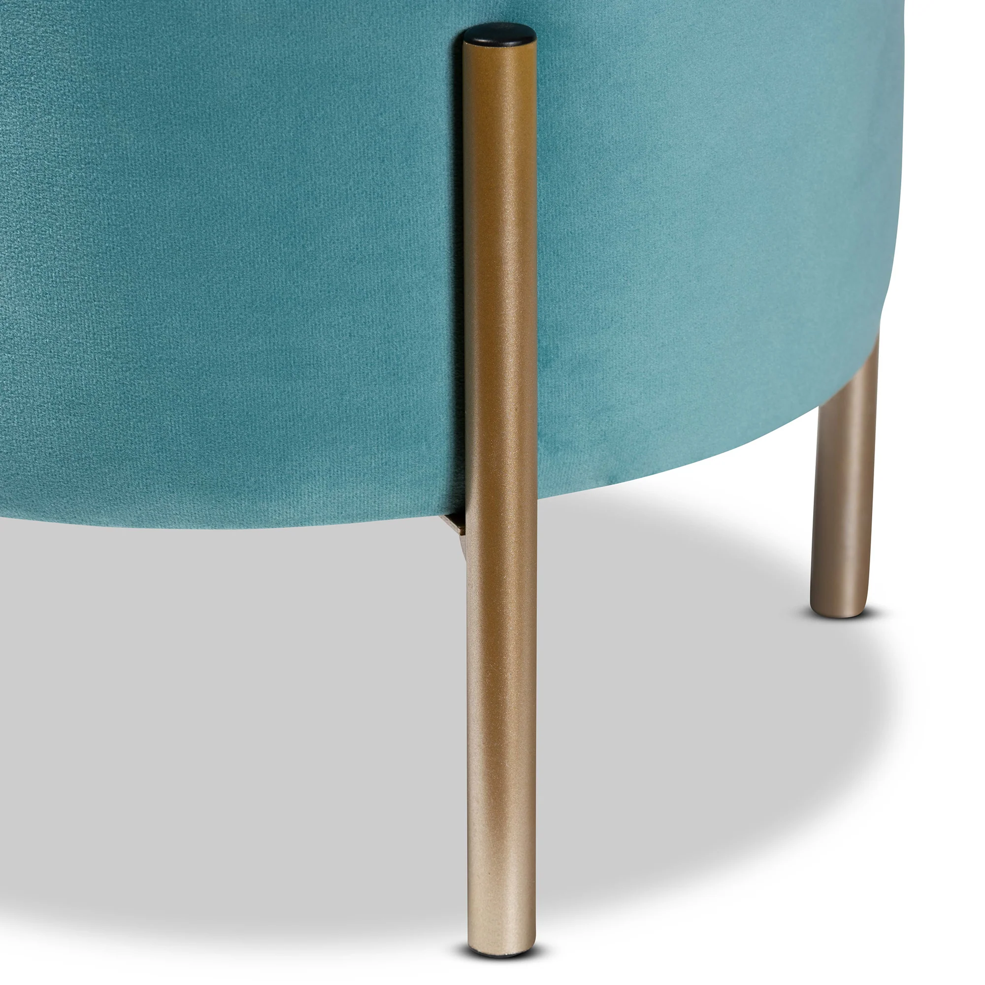 Baxton Studio Malina Contemporary Glam and Luxe Sky Blue Velvet Fabric Upholstered and Gold Finished Metal Storage Ottoman - Image 5