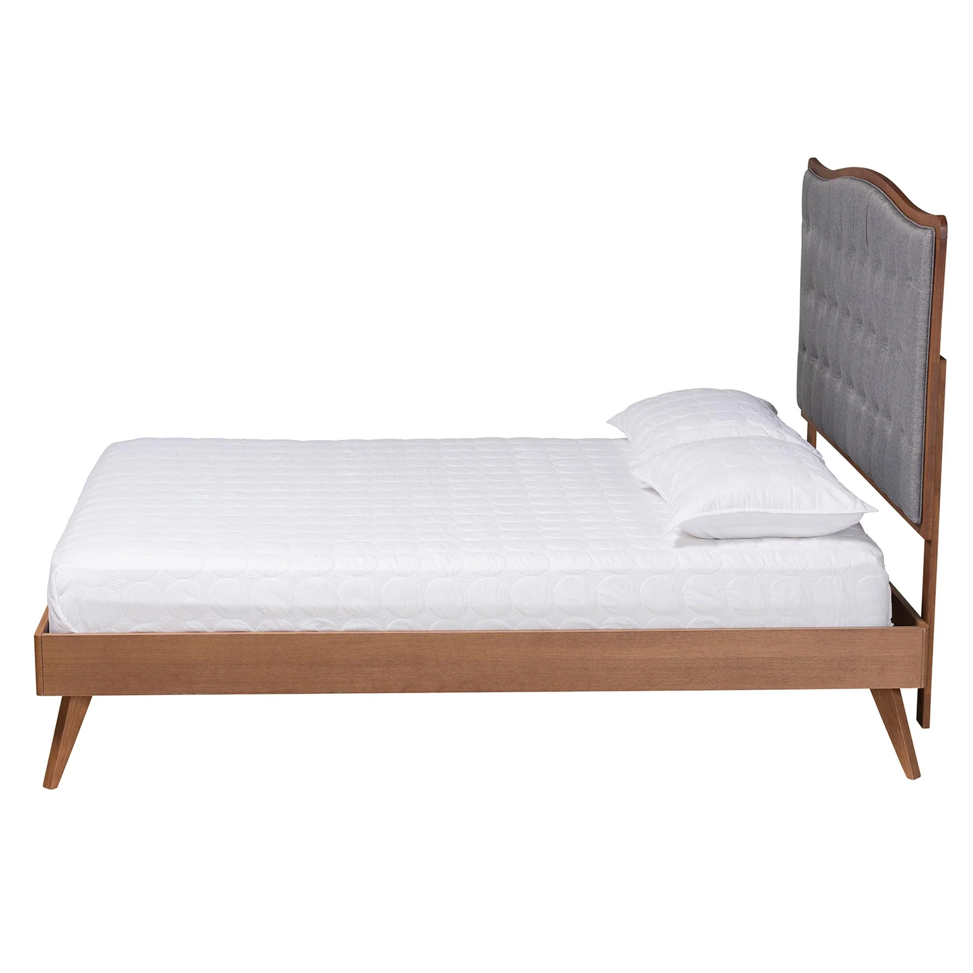 Baxton Studio Malle Classic and Traditional Grey Fabric and Walnut Brown Finished Wood King Size Platform Bed - Image 3