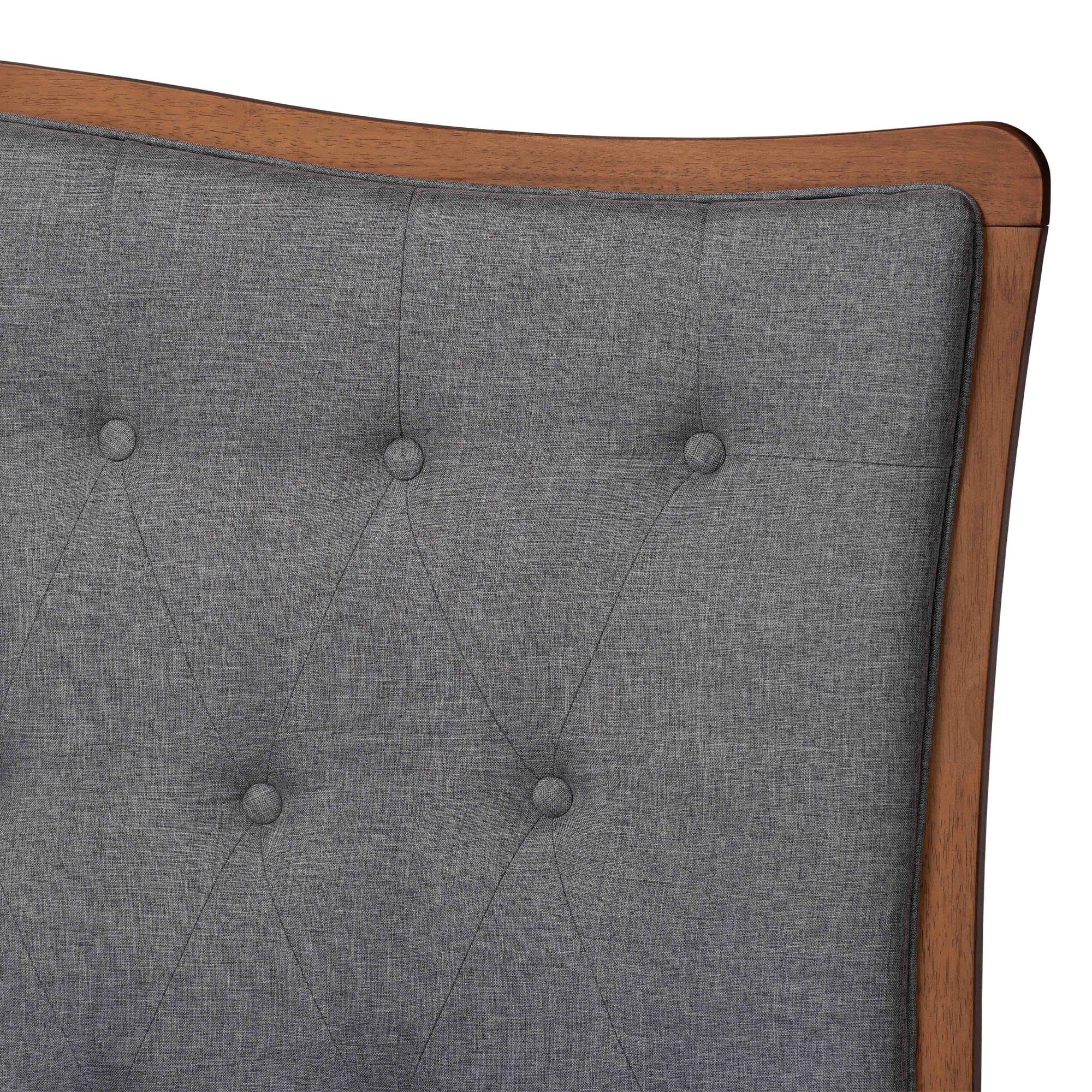 Baxton Studio Malle Classic and Traditional Grey Fabric and Walnut Brown Finished Wood Queen Size Platform Bed - Image 5
