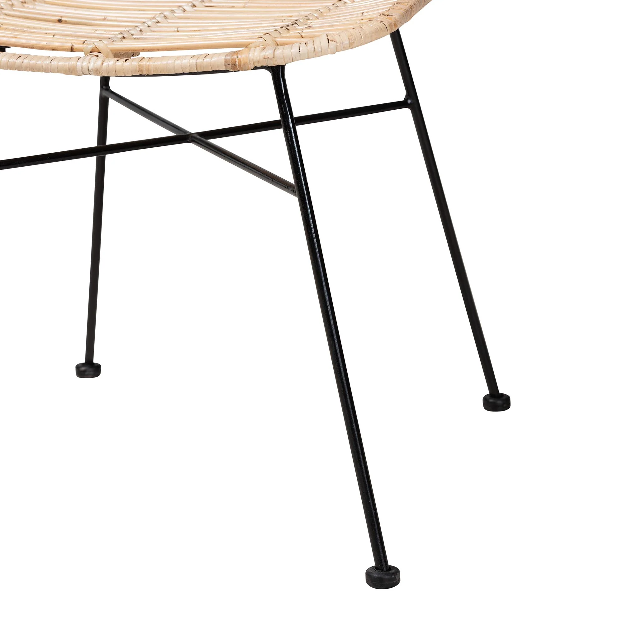 Baxton Studio Manhattan Modern Bohemian Rattan and Natural Oak Finished Wood 5-Piece Dining Set - Image 9