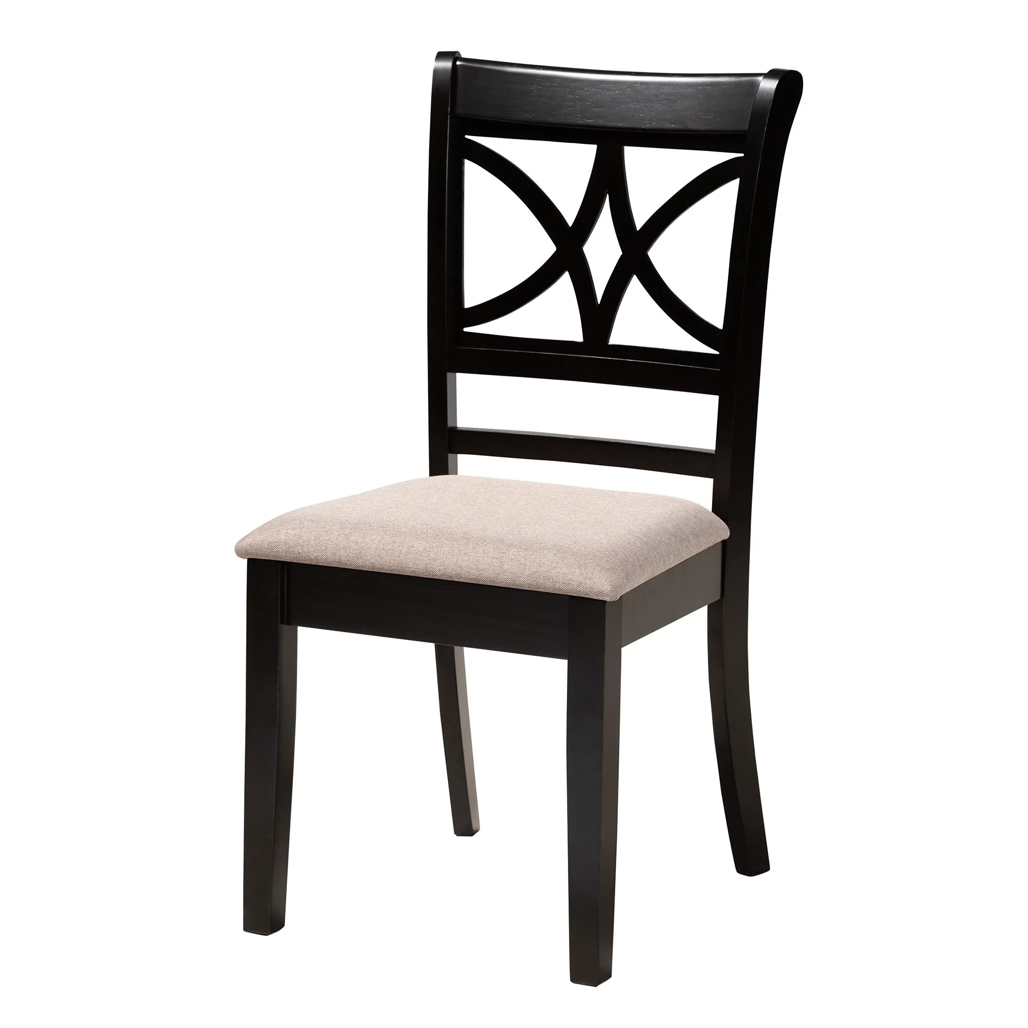 Baxton Studio Mari Modern Beige Fabric and Dark Brown Finished Wood 5-Piece Dining Set - Image 3
