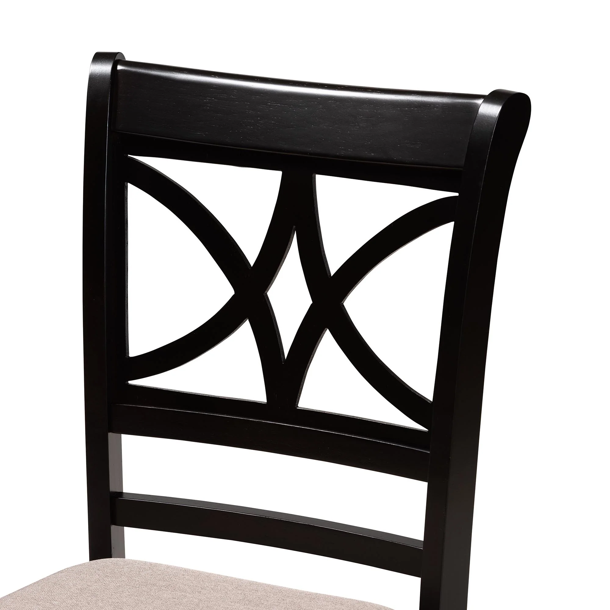 Baxton Studio Mari Modern Beige Fabric and Dark Brown Finished Wood 5-Piece Dining Set - Image 6