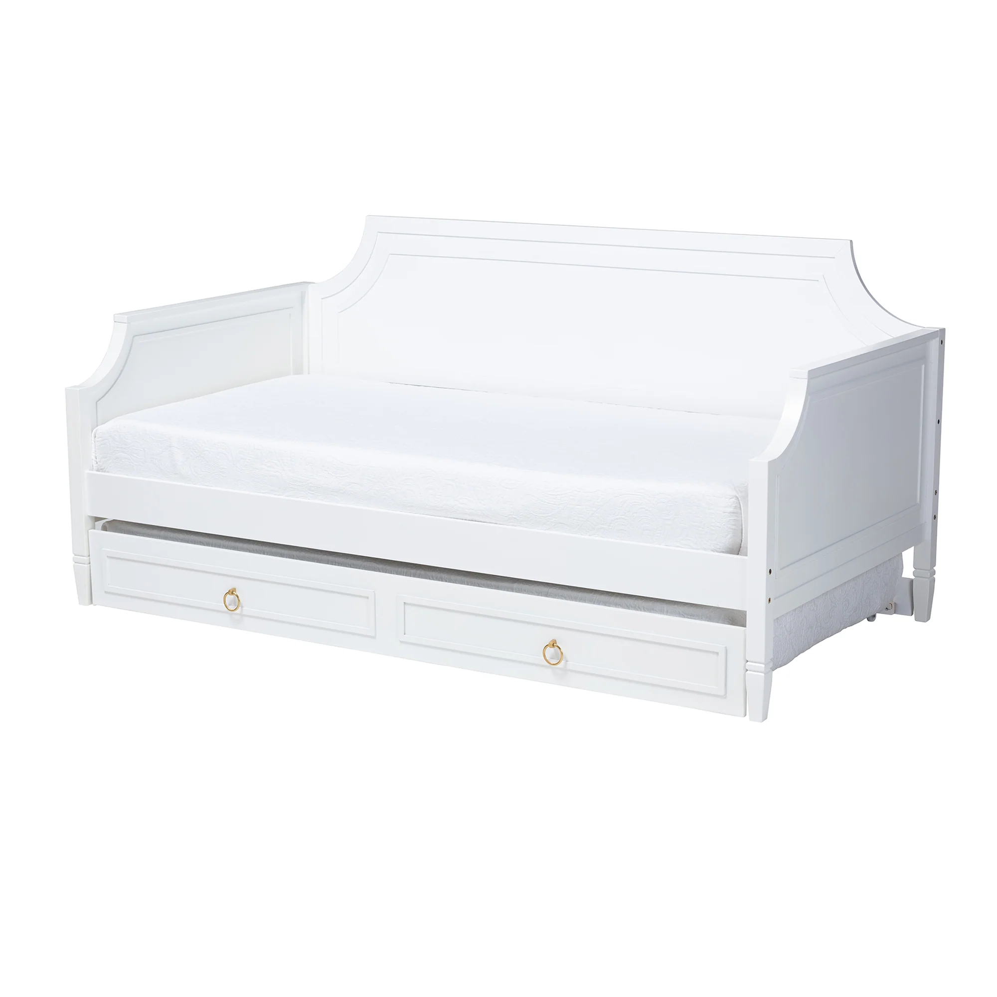 Baxton Studio Mariana Classic and Traditional White Finished Wood Full Size Daybed with Twin Size trundle - Image 2