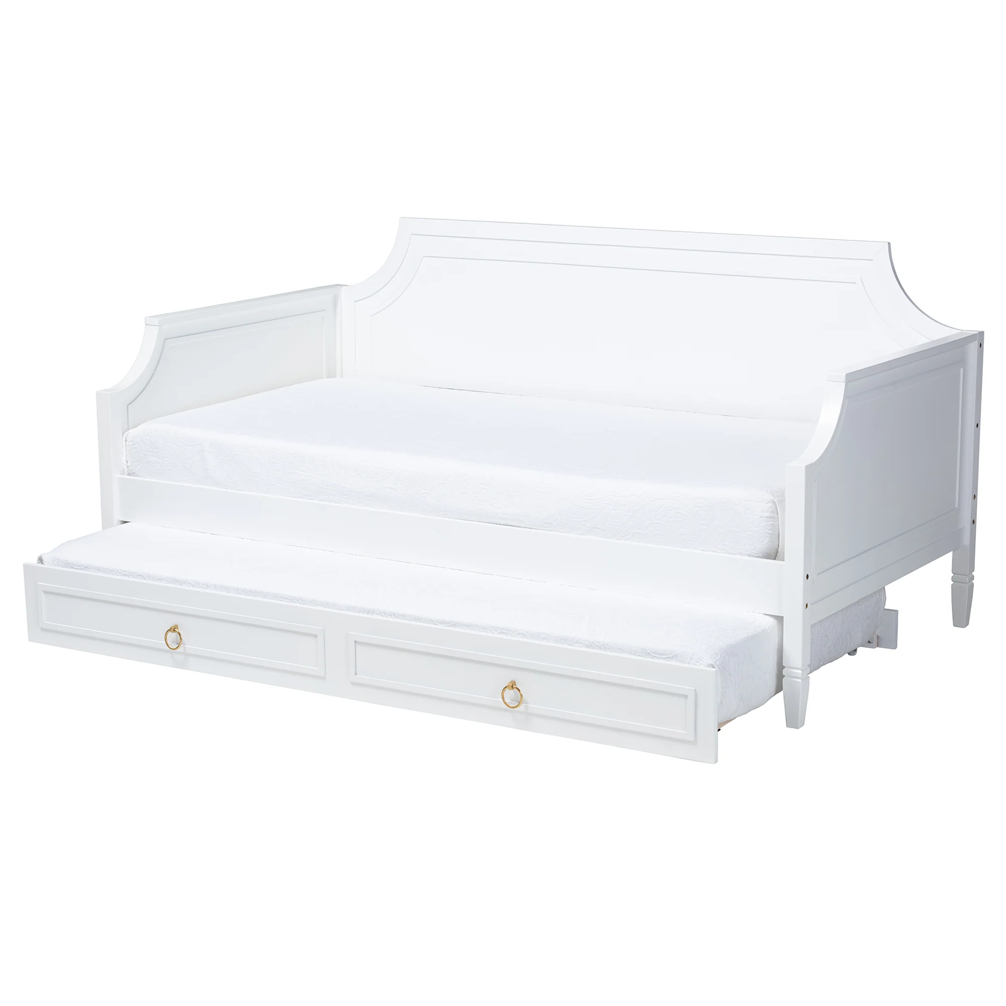 Baxton Studio Mariana Classic and Traditional White Finished Wood Full Size Daybed with Twin Size trundle - Image 3