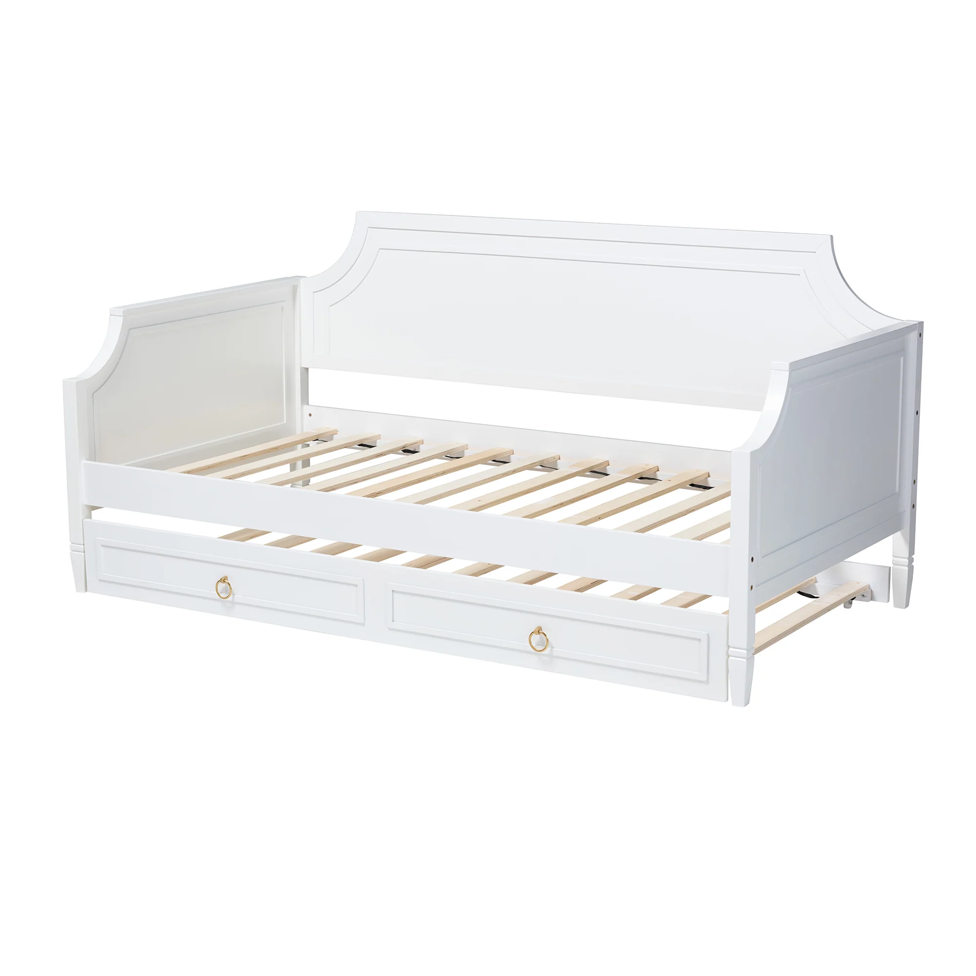 Baxton Studio Mariana Classic and Traditional White Finished Wood Full Size Daybed with Twin Size trundle - Image 5