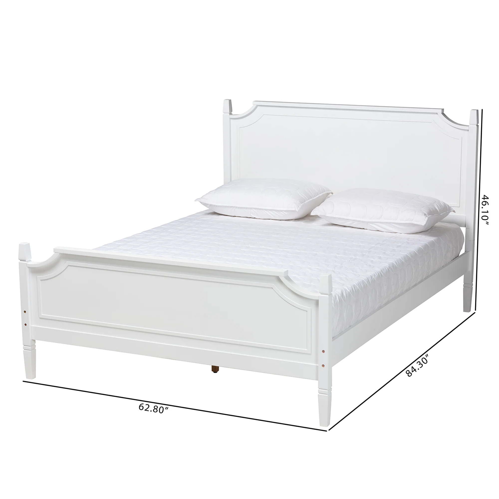 Baxton Studio Mariana Classic and Traditional White Finished Wood Queen Size Platform Bed - Image 3