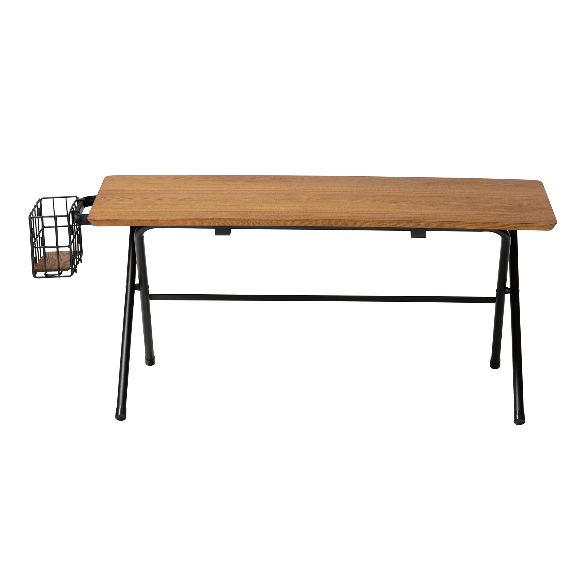 Baxton Studio Mariela Natural Brown and Black Low Profile Coffee Table with Basket - Image 3