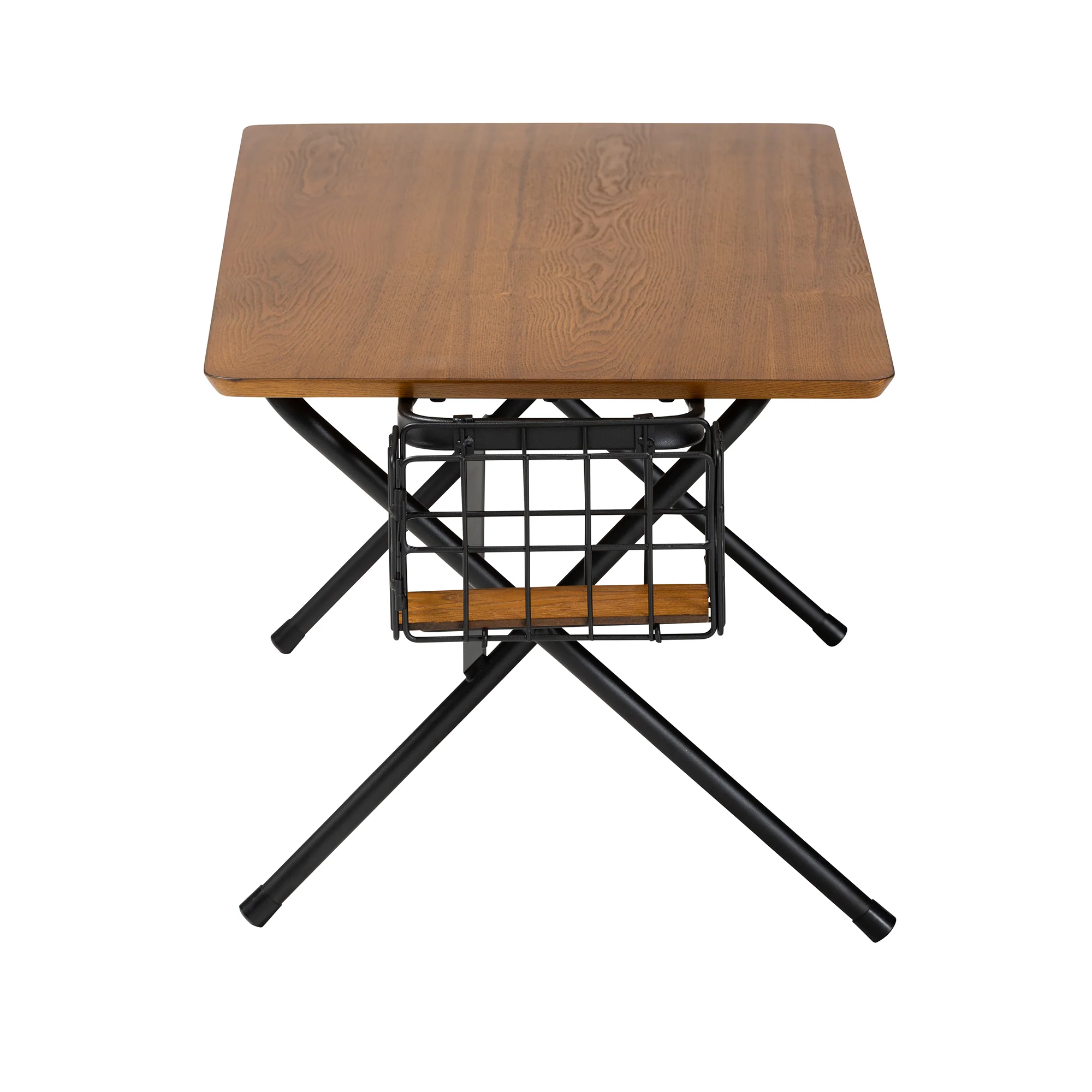 Baxton Studio Mariela Natural Brown and Black Low Profile Coffee Table with Basket - Image 4