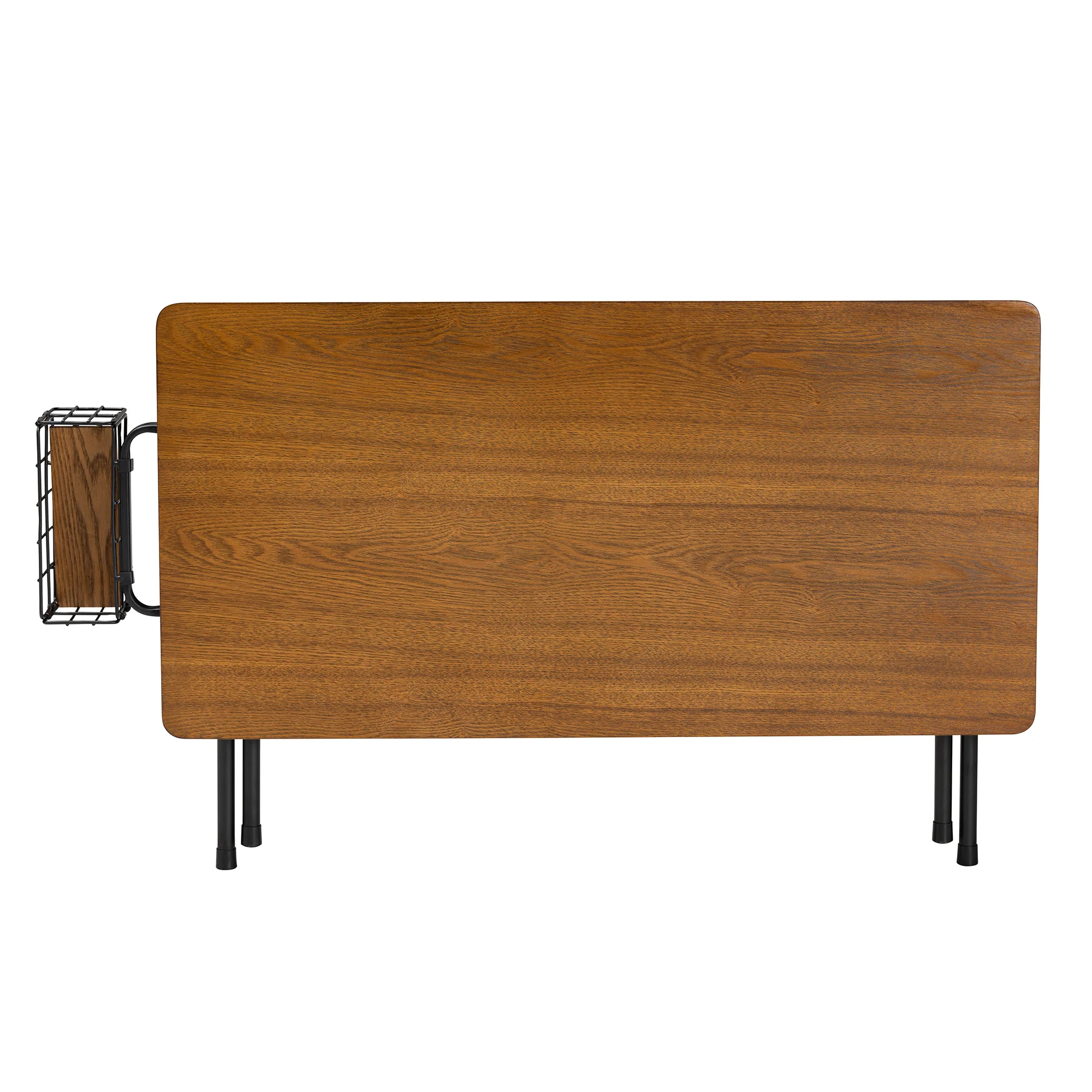 Baxton Studio Mariela Natural Brown and Black Low Profile Coffee Table with Basket - Image 5