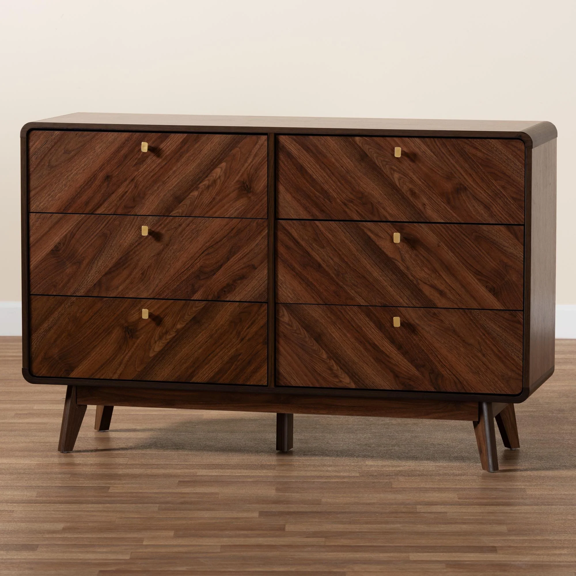 Baxton Studio Markell Mid-Century Modern Transitional Walnut Brown Finished Wood 6-Drawer Dresser - Image 2