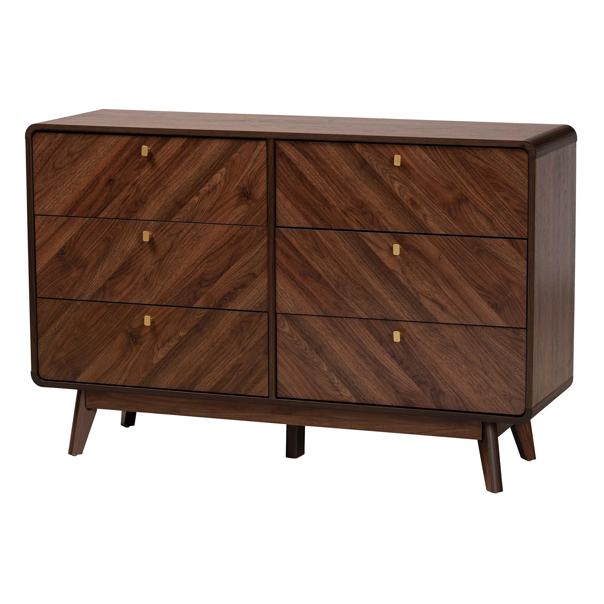 Baxton Studio Markell Mid-Century Modern Transitional Walnut Brown Finished Wood 6-Drawer Dresser - Image 4