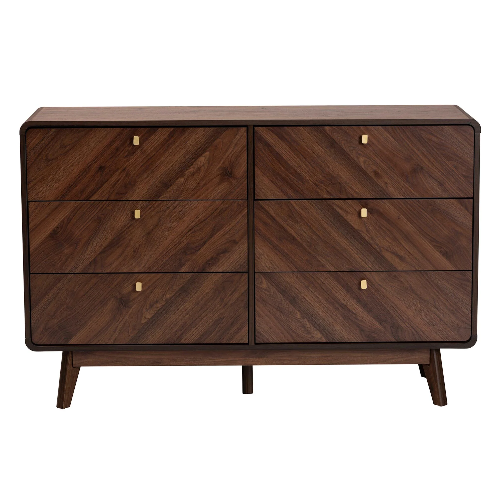 Baxton Studio Markell Mid-Century Modern Transitional Walnut Brown Finished Wood 6-Drawer Dresser - Image 6