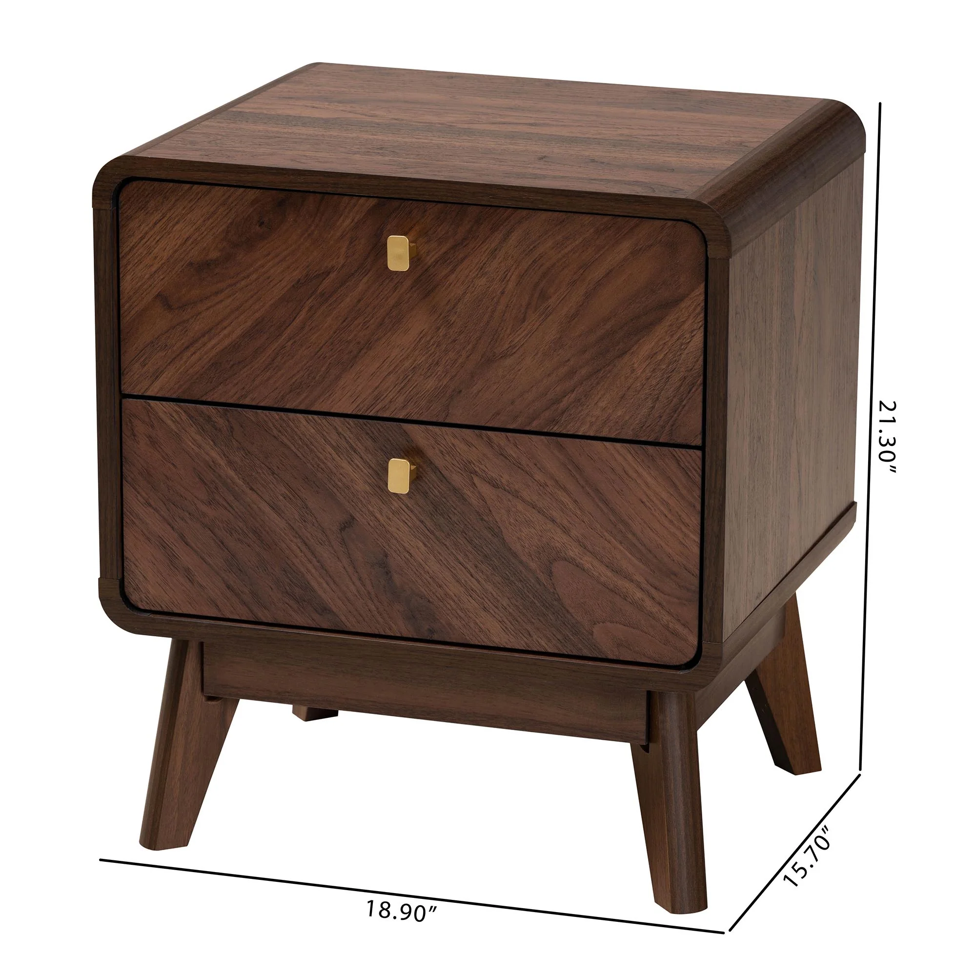 Baxton Studio Markell Mid-Century Transitional Walnut Brown Finished Wood 2-Drawer Nightstand - Image 10