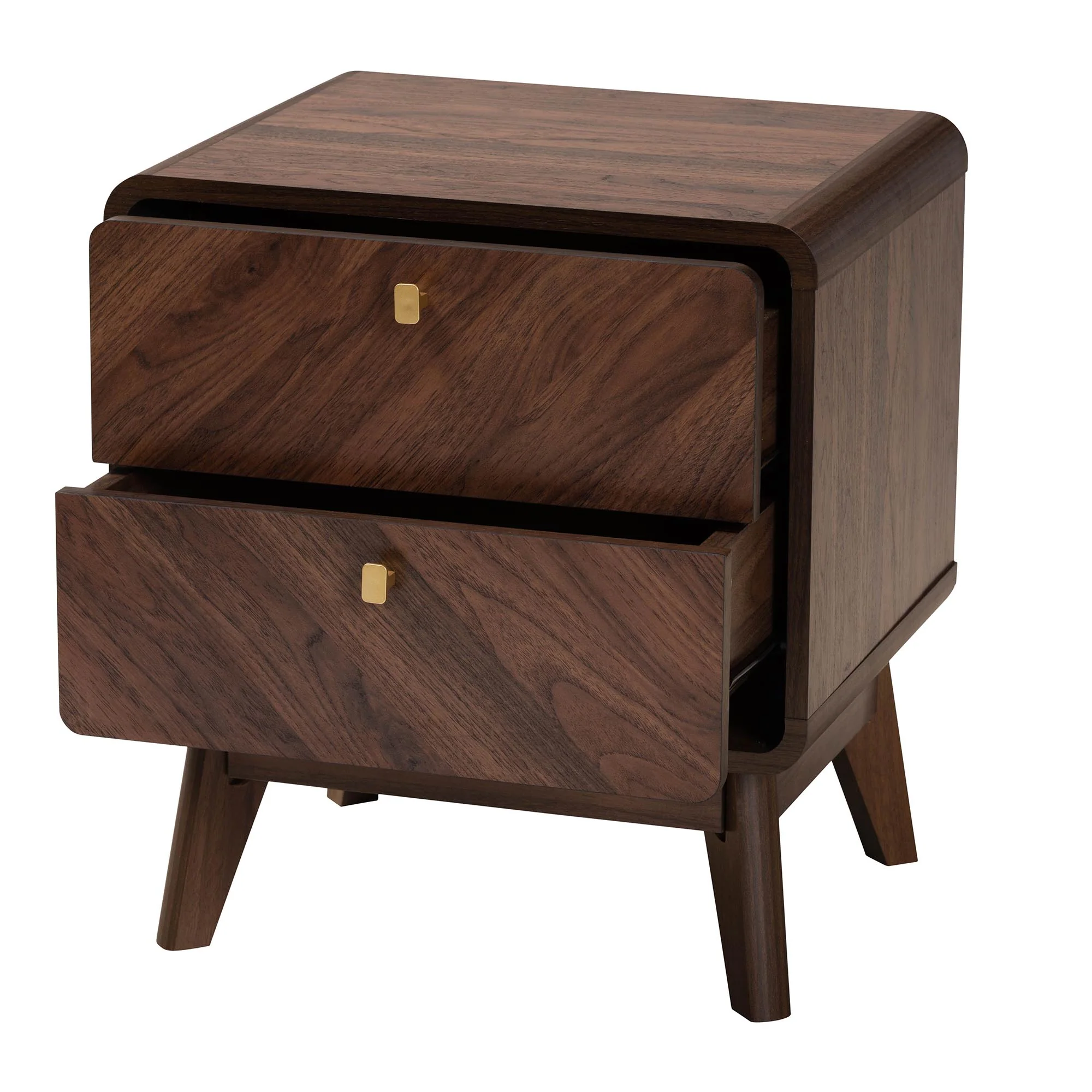 Baxton Studio Markell Mid-Century Transitional Walnut Brown Finished Wood 2-Drawer Nightstand - Image 3