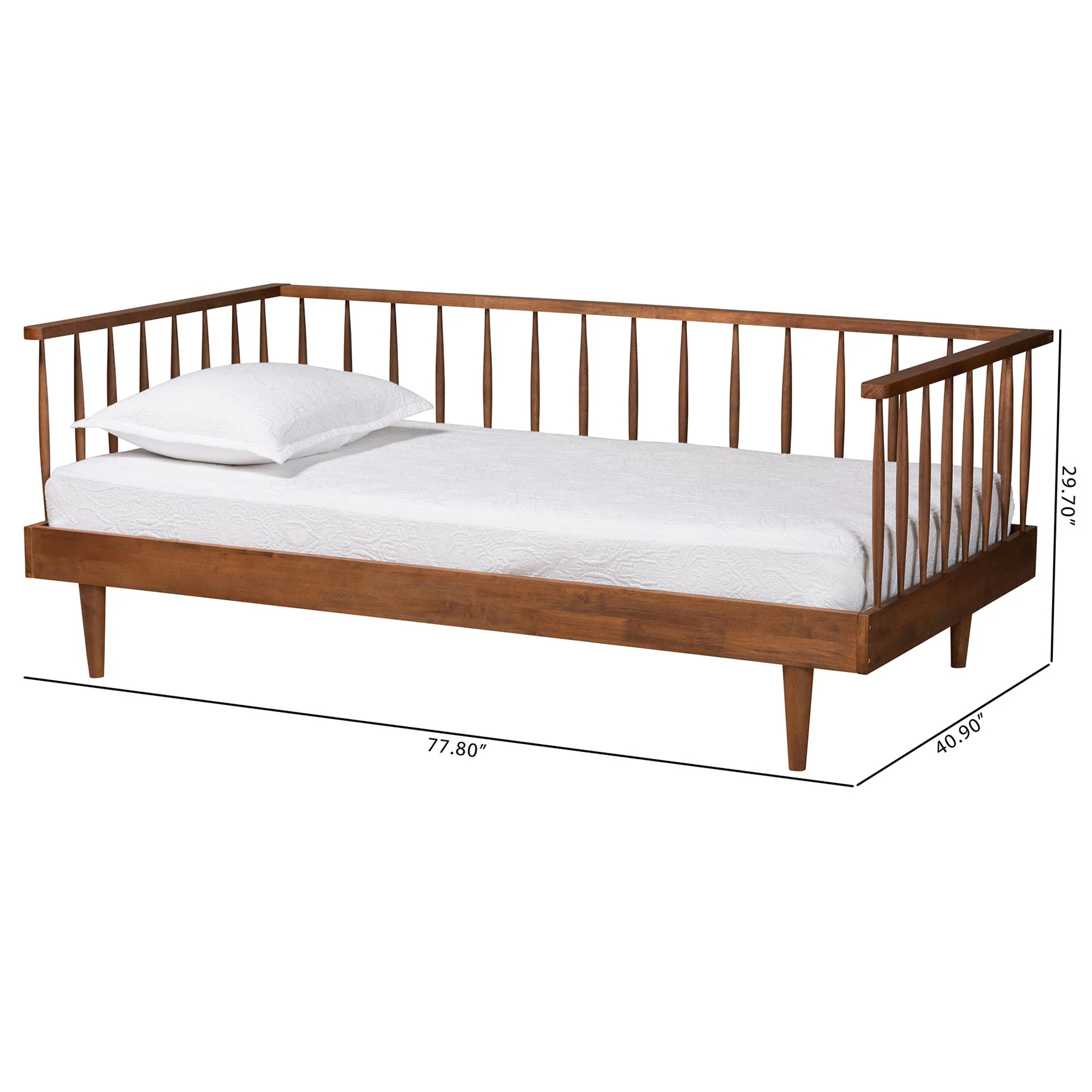 Baxton Studio Matilda Mid-Century Modern Ash Walnut Finished Wood Twin Size Daybed - Image 8