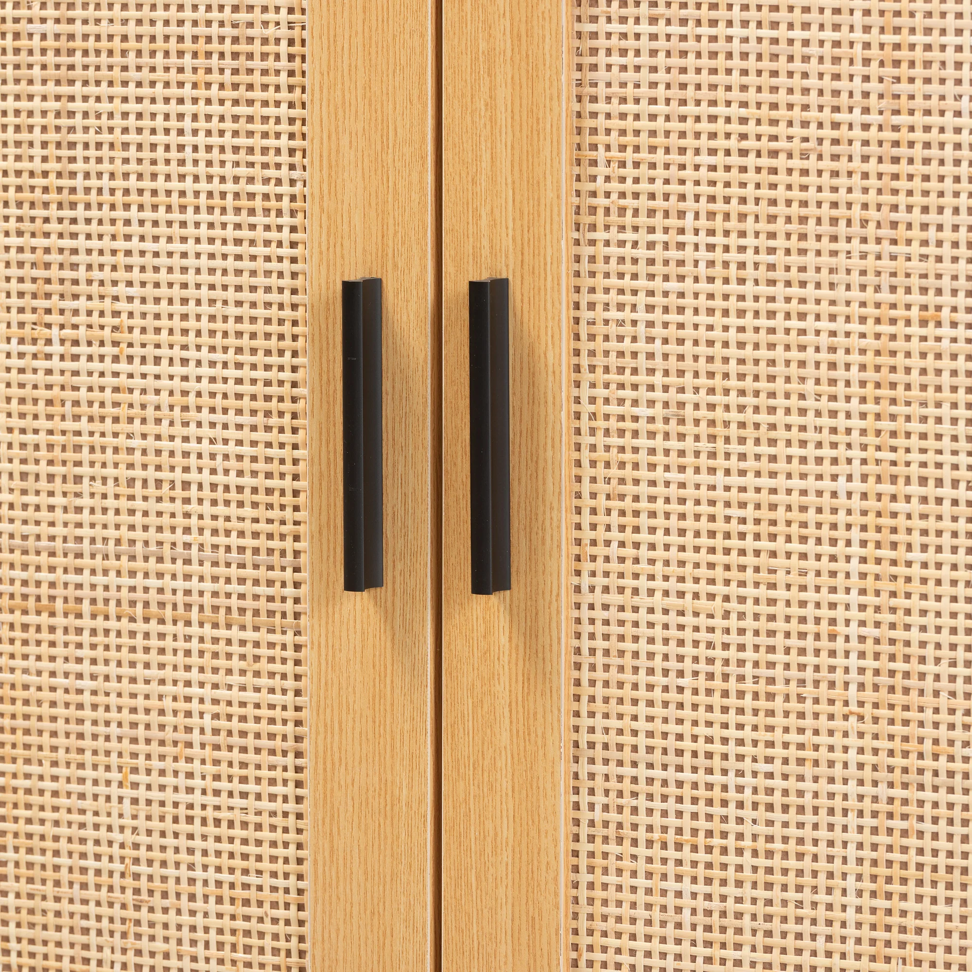 Baxton Studio Maureen Mid-Century Modern Espresso Brown Wood and Rattan 2-Door Storage Cabinet - Image 6