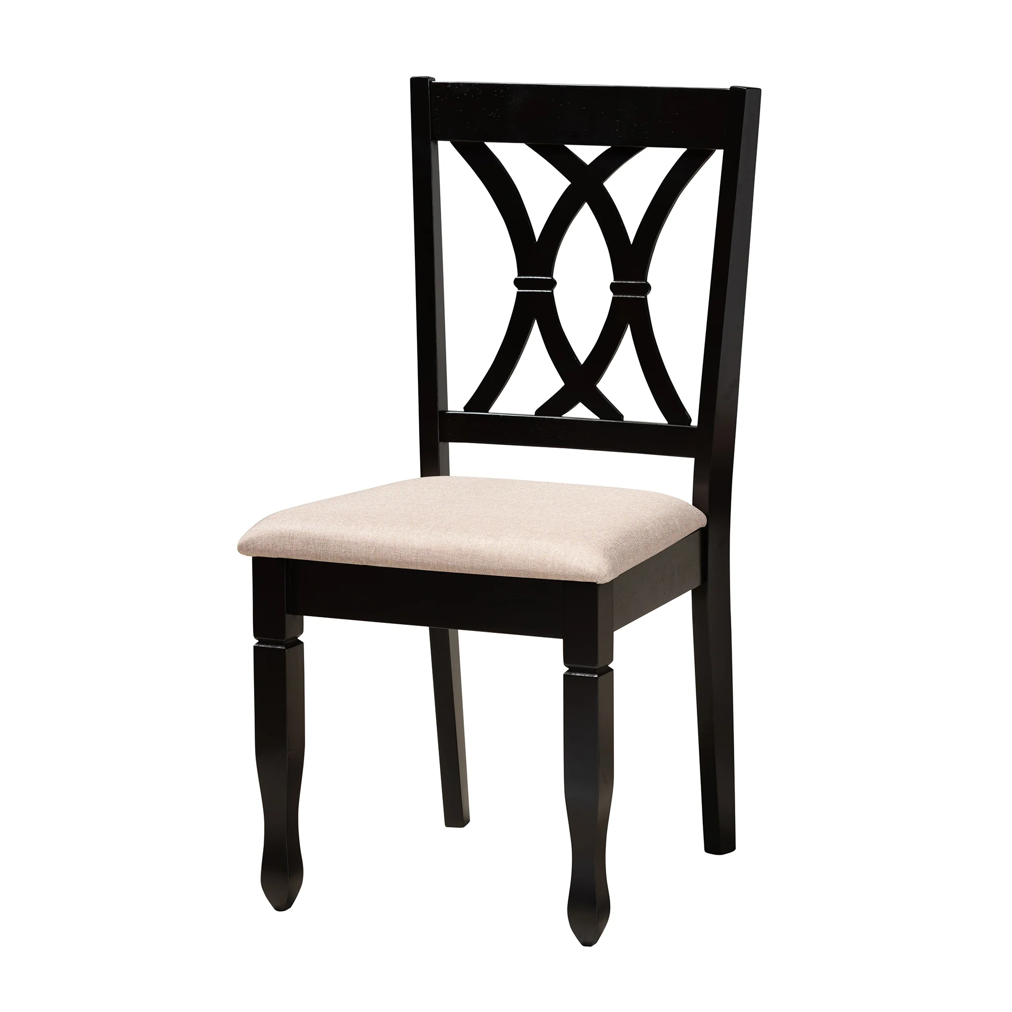 Baxton Studio Maya Modern Beige Fabric and Espresso Brown Finished Wood 7-Piece Dining Set - Image 3
