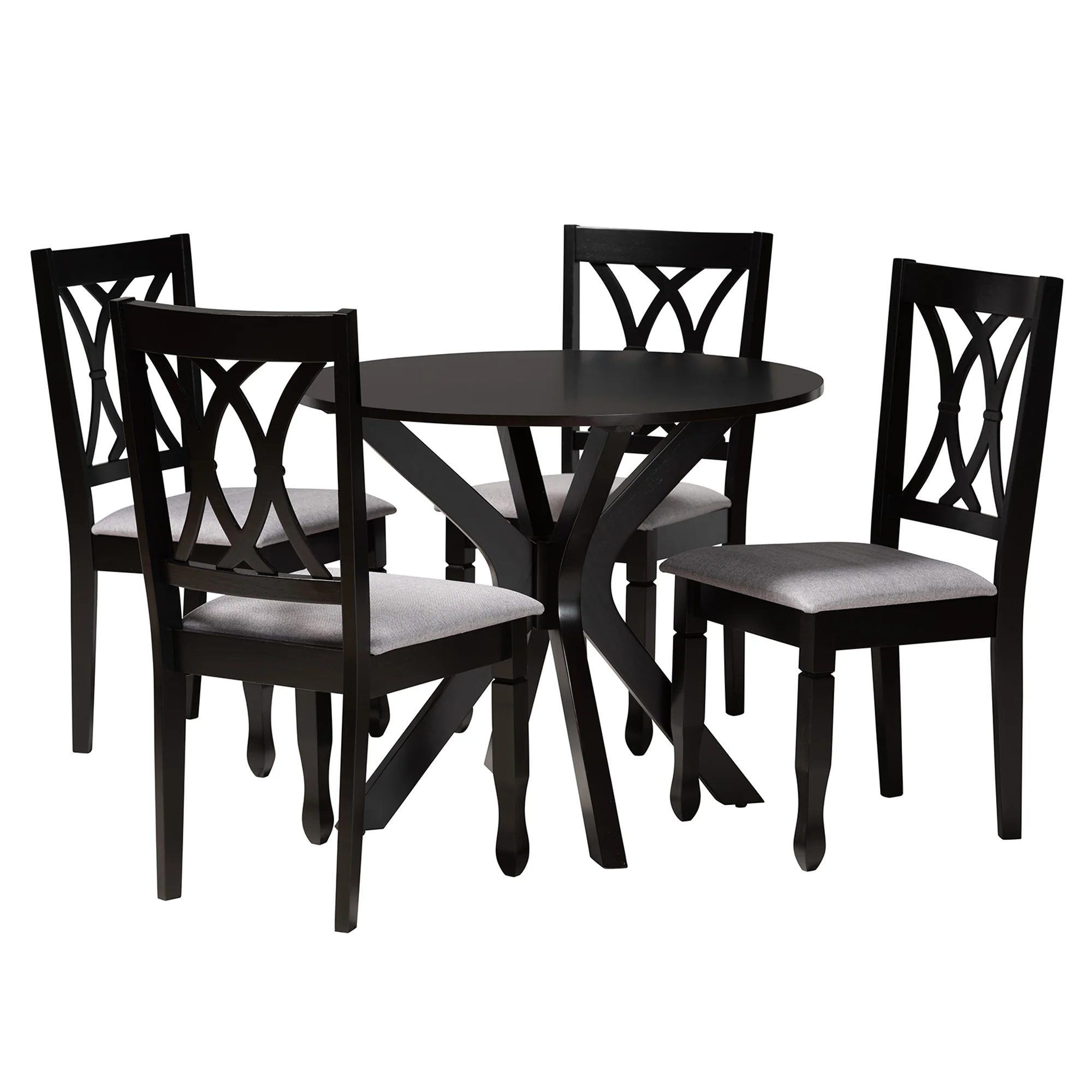 Baxton Studio Maya Modern Grey Fabric and Espresso Brown Finished Wood 5-Piece Dining Set - Image 2