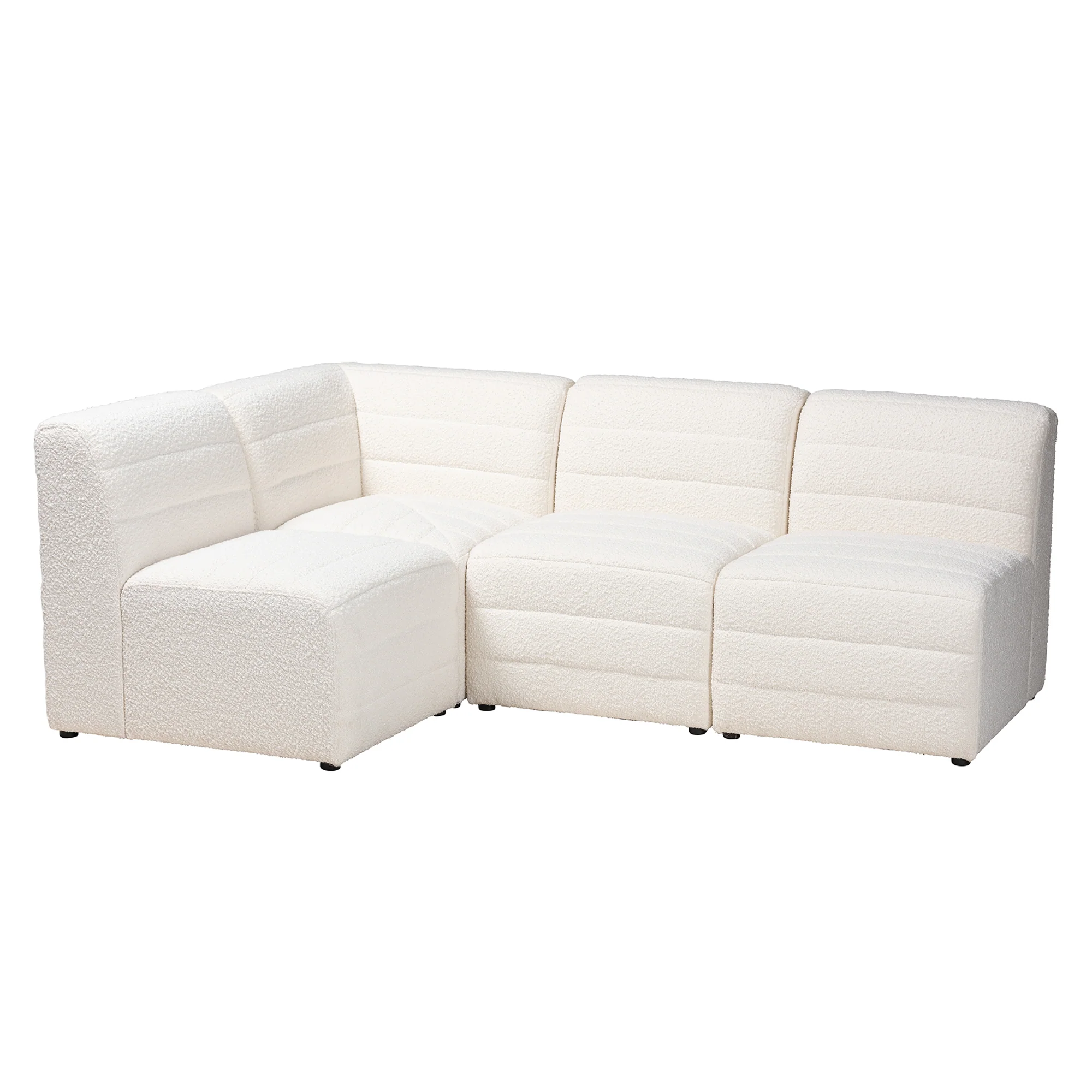 Baxton Studio Maya Modern White Boucle Fabric 4-Piece Modular Sectional Sofa - Image 2