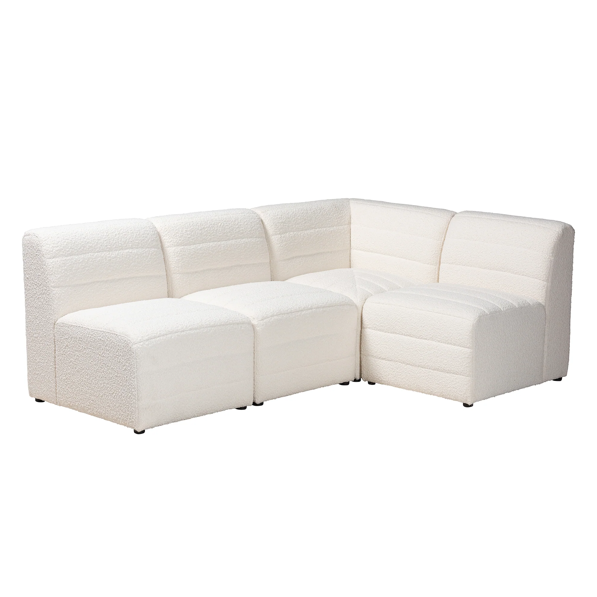 Baxton Studio Maya Modern White Boucle Fabric 4-Piece Modular Sectional Sofa - Image 3