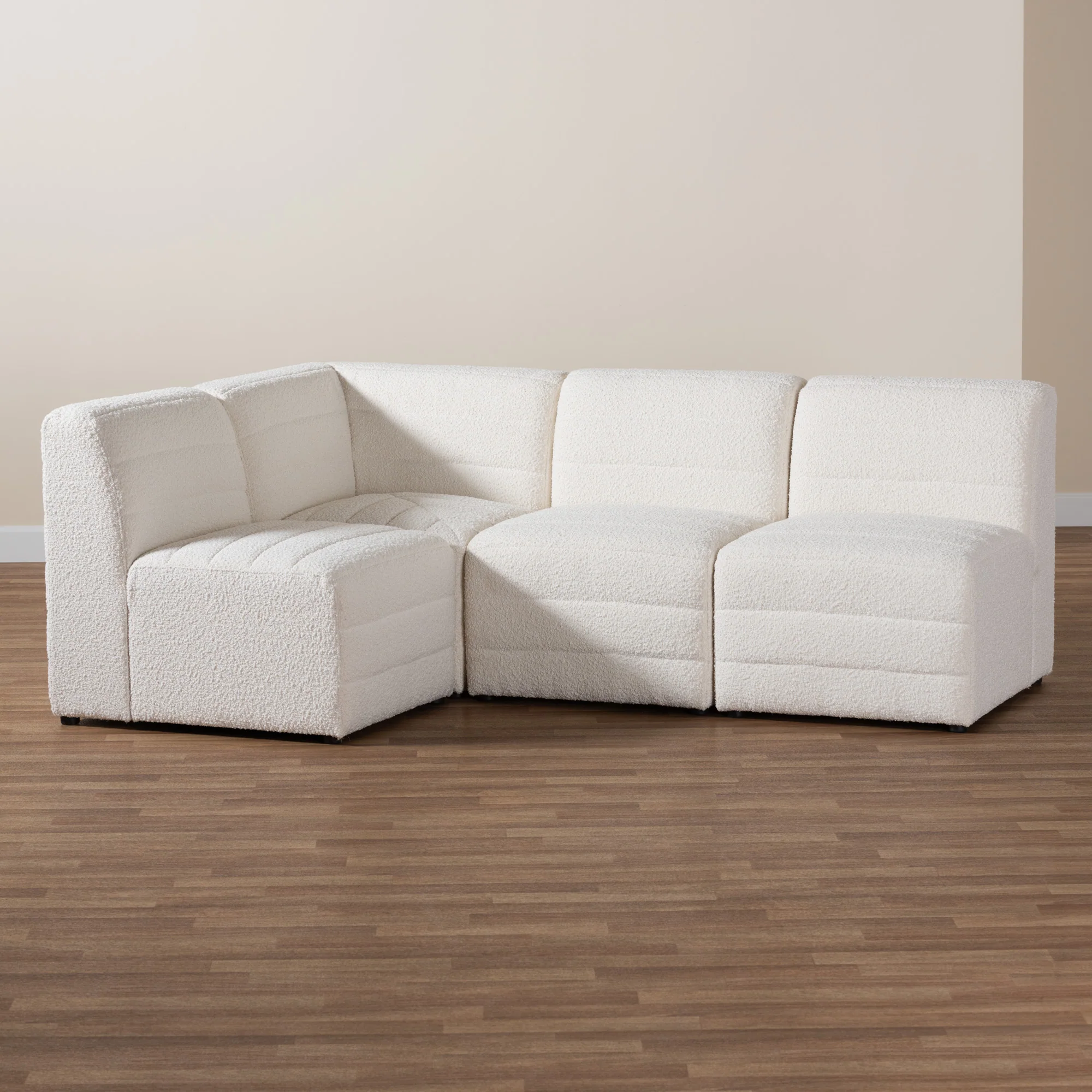 Baxton Studio Maya Modern White Boucle Fabric 4-Piece Modular Sectional Sofa - Image 9