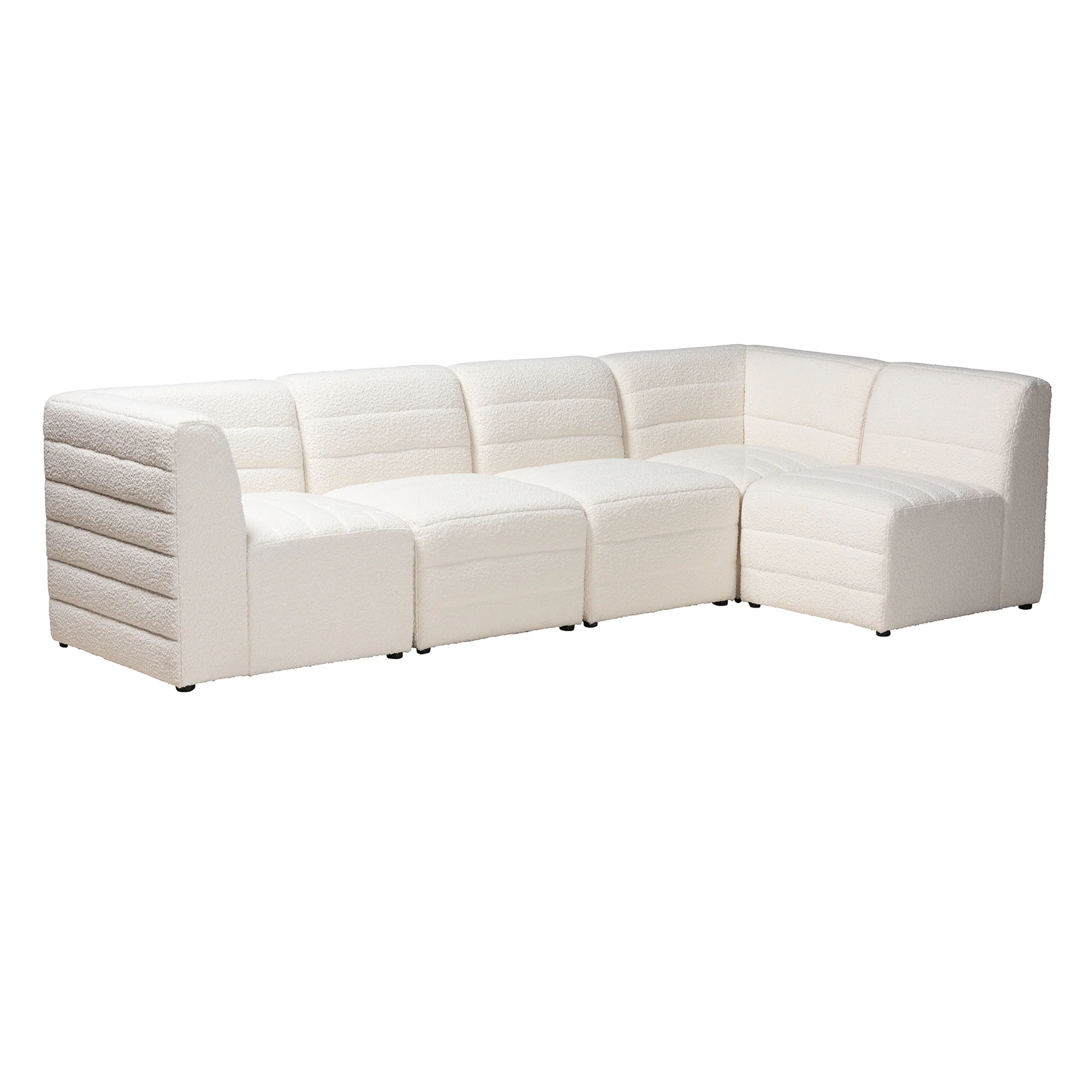 Baxton Studio Maya Modern White Boucle Fabric 5-Piece Modular Sectional Sofa - Image 2