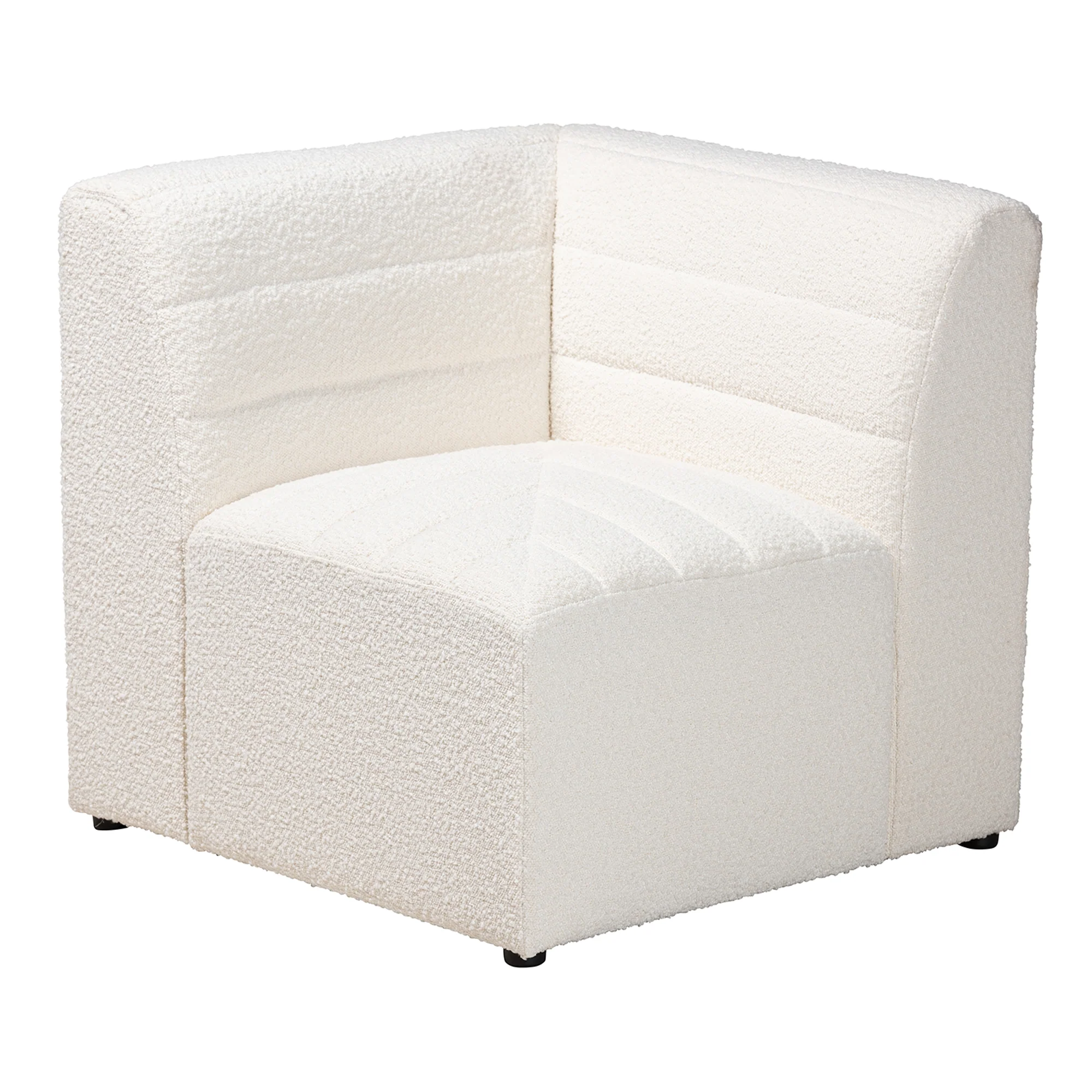 Baxton Studio Maya Modern White Boucle Fabric 5-Piece Modular Sectional Sofa - Image 5