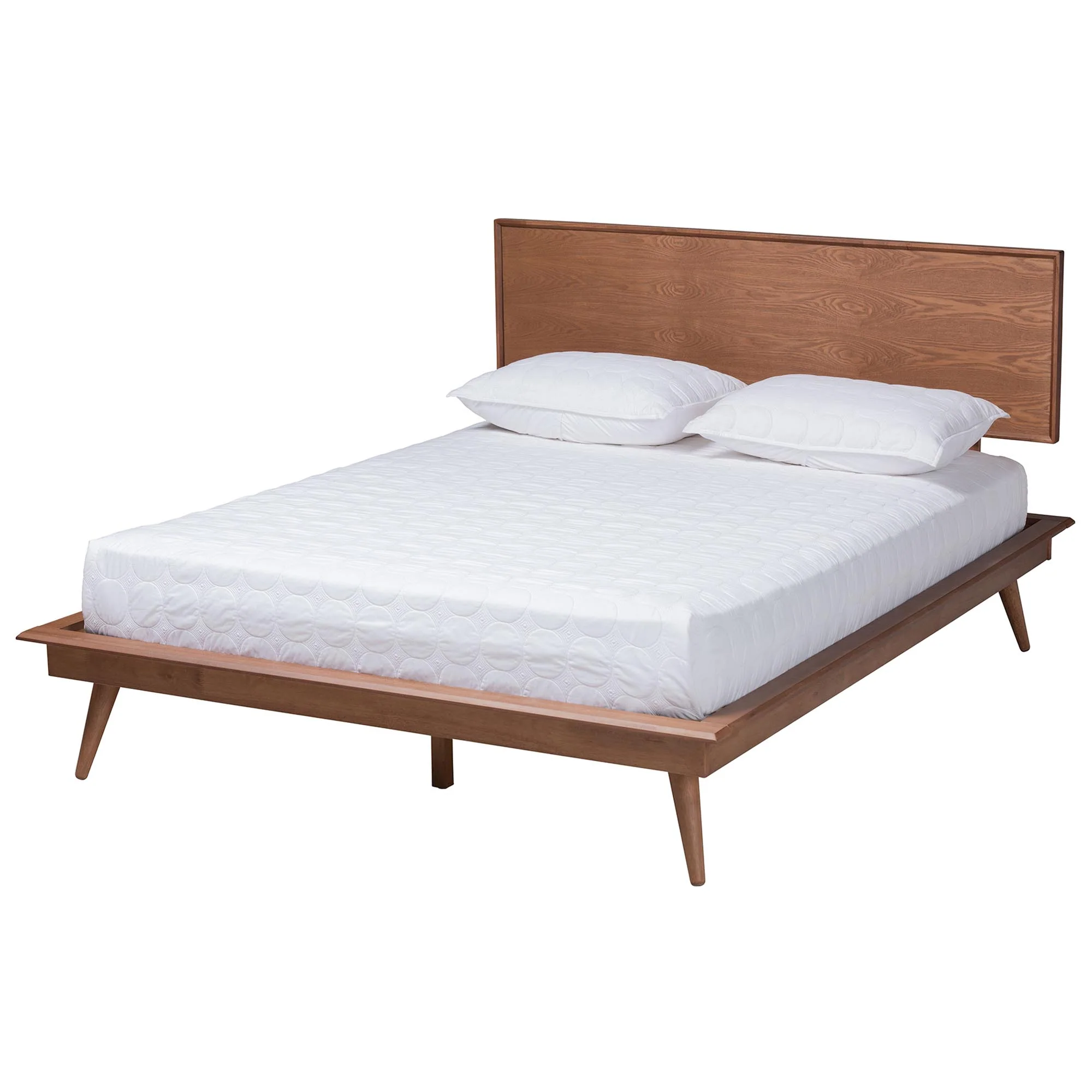 Baxton Studio Melora Mid-Century Modern Walnut Brown Finished Wood and Rattan King Size 3-Piece Bedroom Set - Image 7