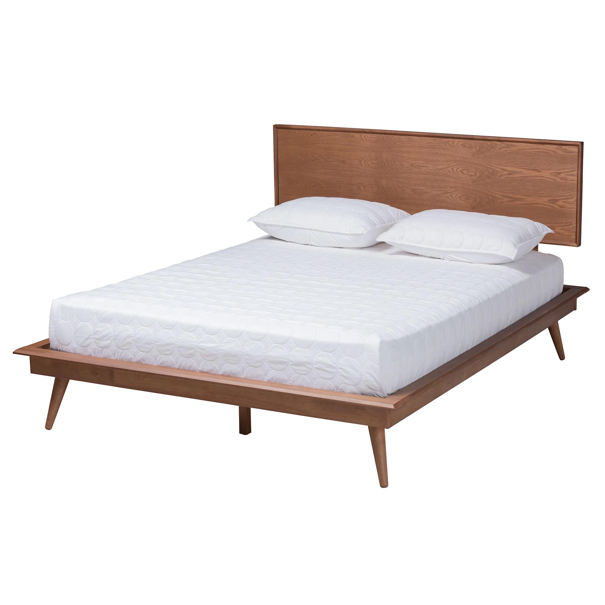 Baxton Studio Melora Mid-Century Modern Walnut Brown Finished Wood and Rattan Queen Size 4-Piece Bedroom Set - Image 8