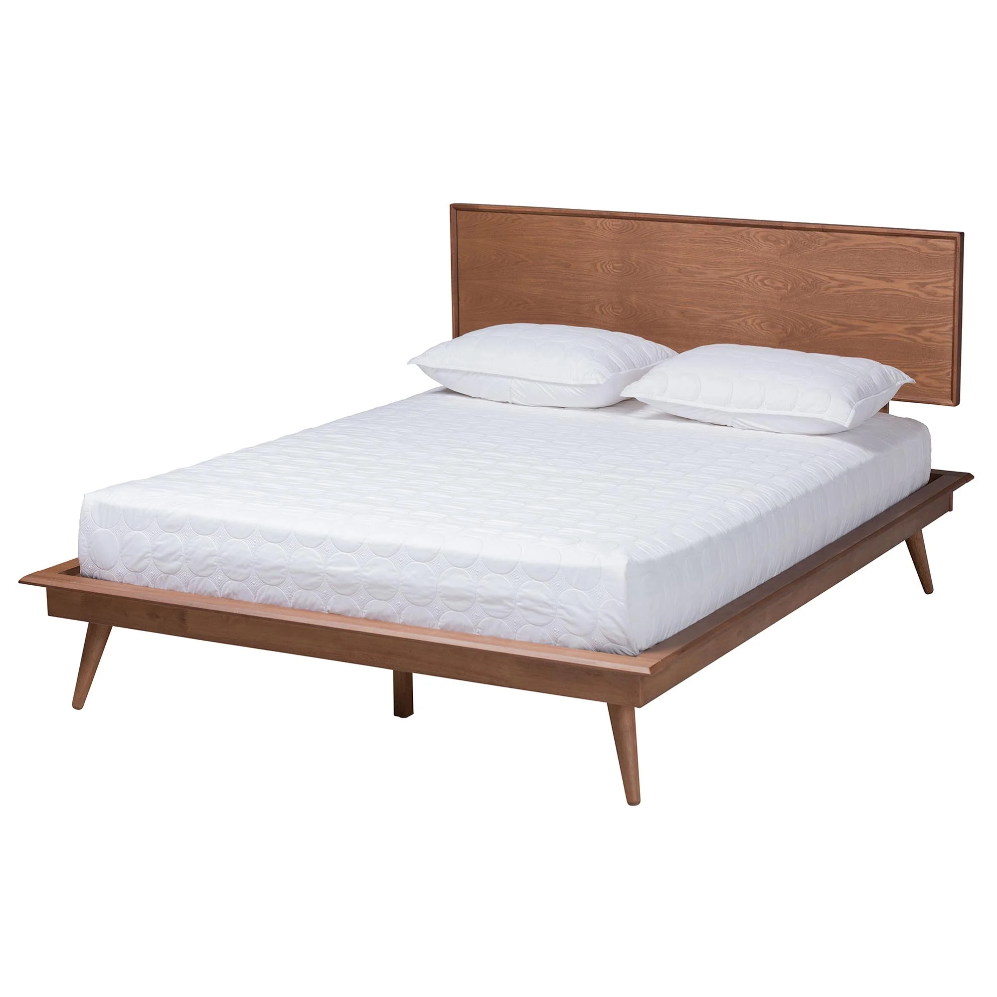 Baxton Studio Melora Mid-Century Modern Walnut Brown Finished Wood and Rattan Queen Size 5-Piece Bedroom Set - Image 8