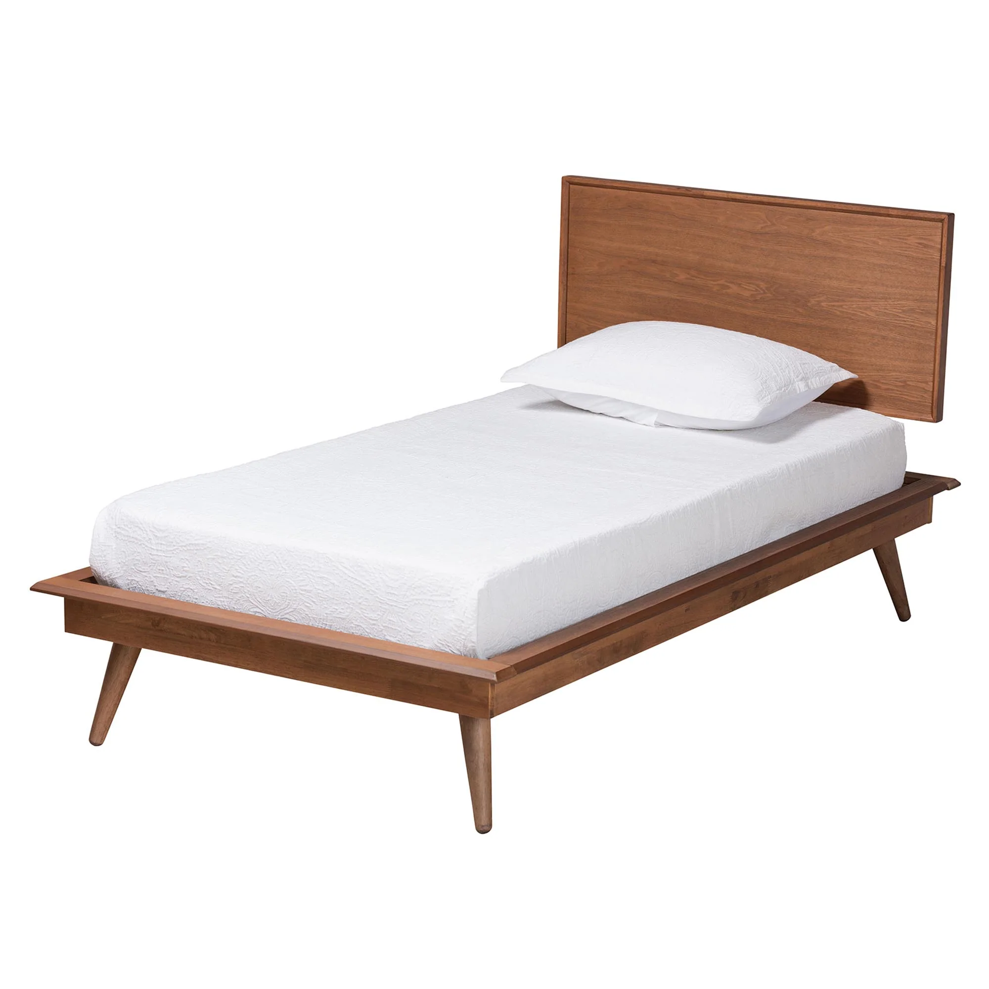 Baxton Studio Melora Mid-Century Modern Walnut Brown Finished Wood and Rattan Twin Size 3-Piece Bedroom Set - Image 7