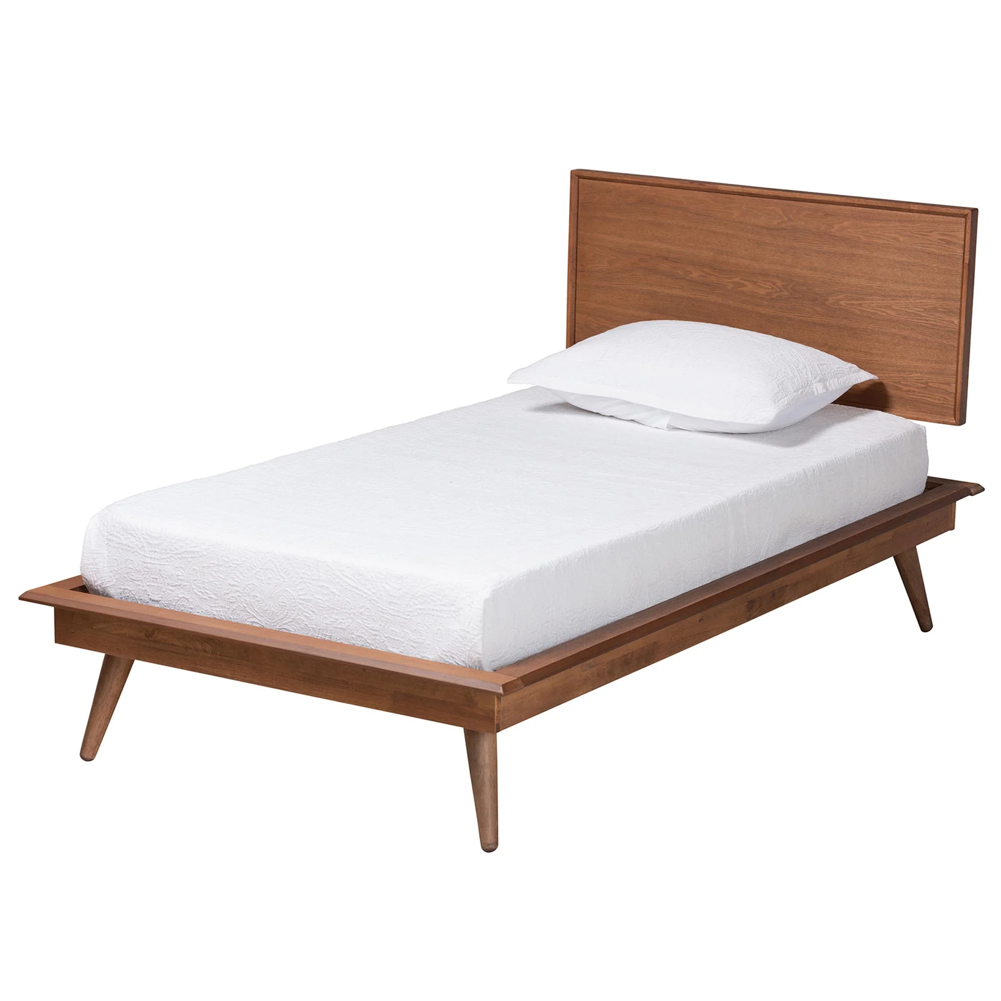 Baxton Studio Melora Mid-Century Modern Walnut Brown Finished Wood and Rattan Twin Size 4-Piece Bedroom Set - Image 8