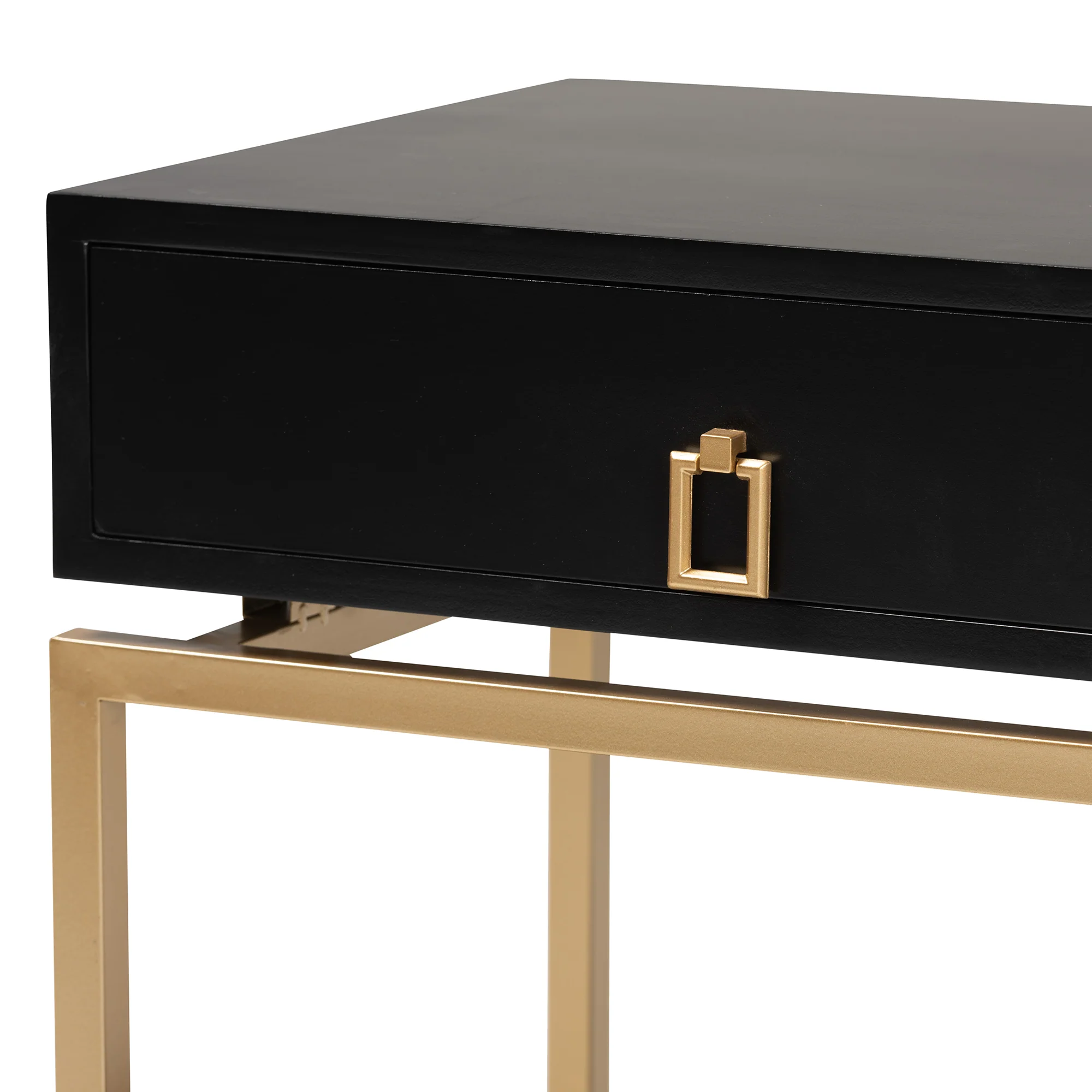 Baxton Studio Melosa Modern Glam and Luxe Black Finished Wood and Gold Metal 1-Drawer End Table - Image 8