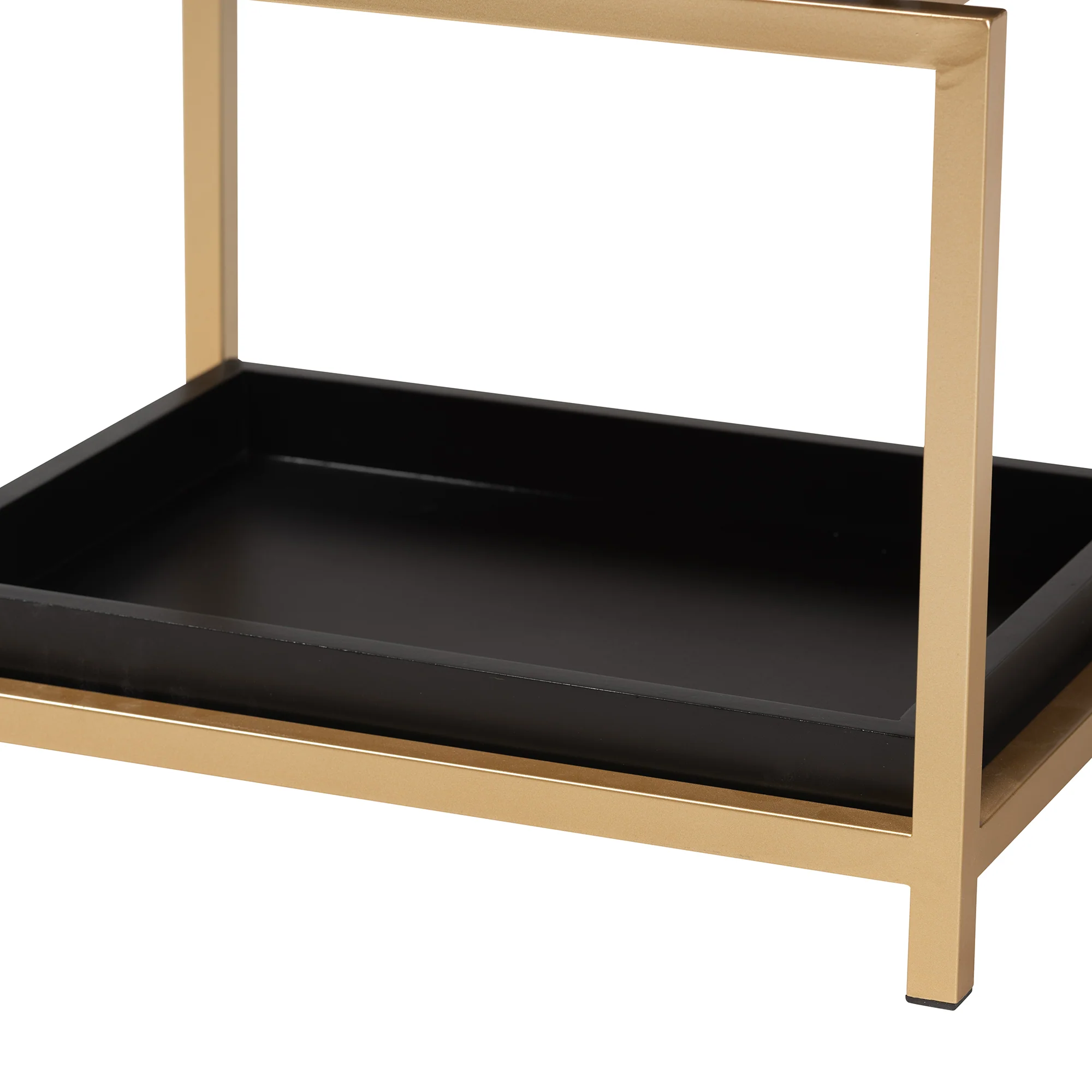 Baxton Studio Melosa Modern Glam and Luxe Black Finished Wood and Gold Metal 1-Drawer End Table - Image 9